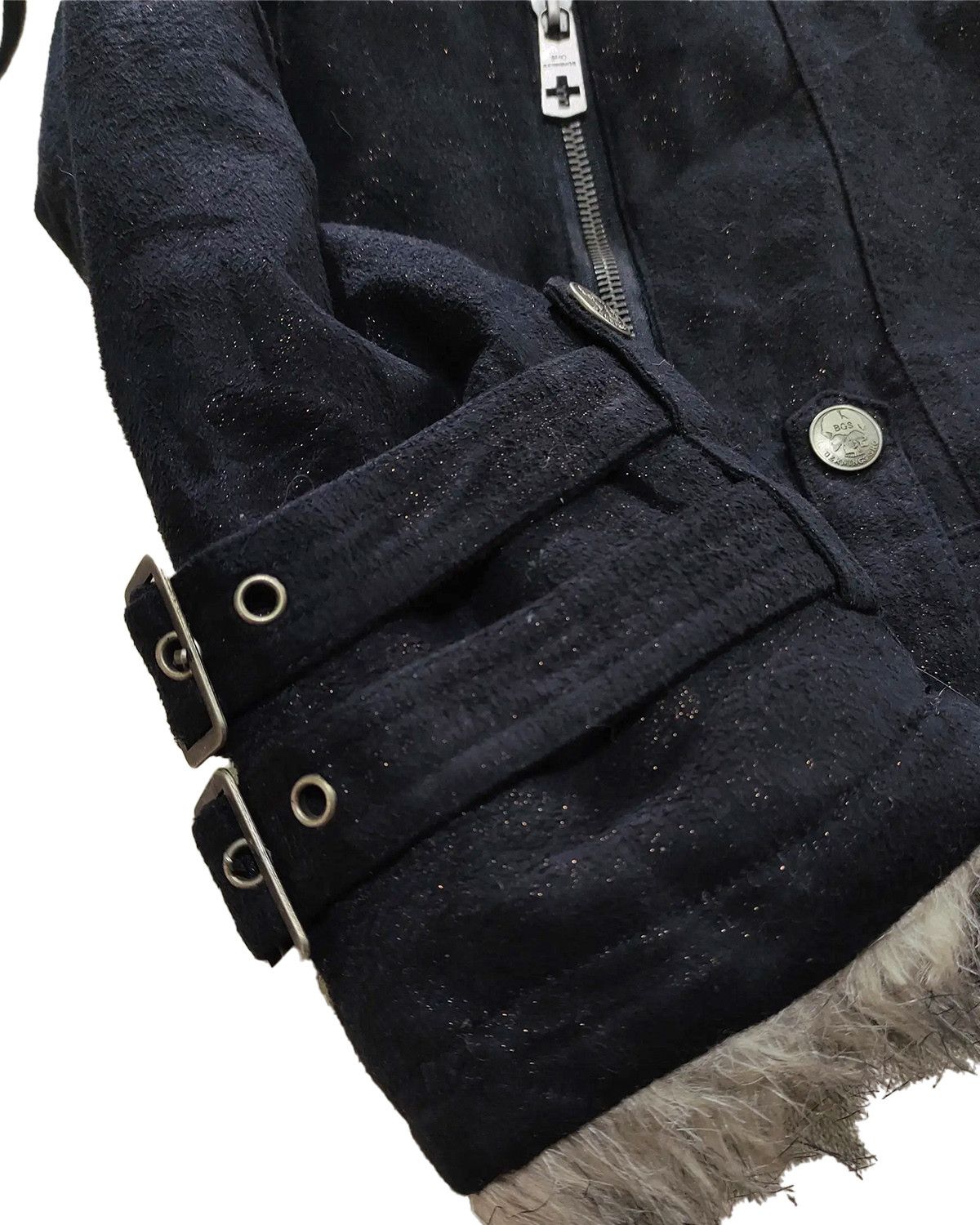 Le Grande Bleu (L.G.B.) Bernings Sho Faux Fur Biker Jacket — 2000s Bondage Size US L / EU 52-54 / 3 - 10 Thumbnail