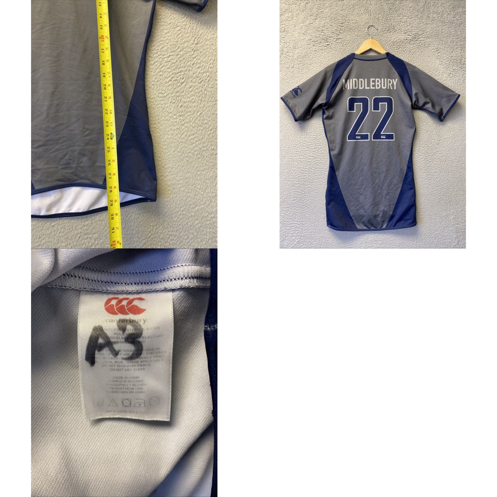 Vintage Canterbury of New Zealand Shirt Mens Jersey Fitted Short Sleeve Blue CCC Logo Size M Gray Activewear Rugby Size US M / EU 48-50 / 2 - 8 Thumbnail