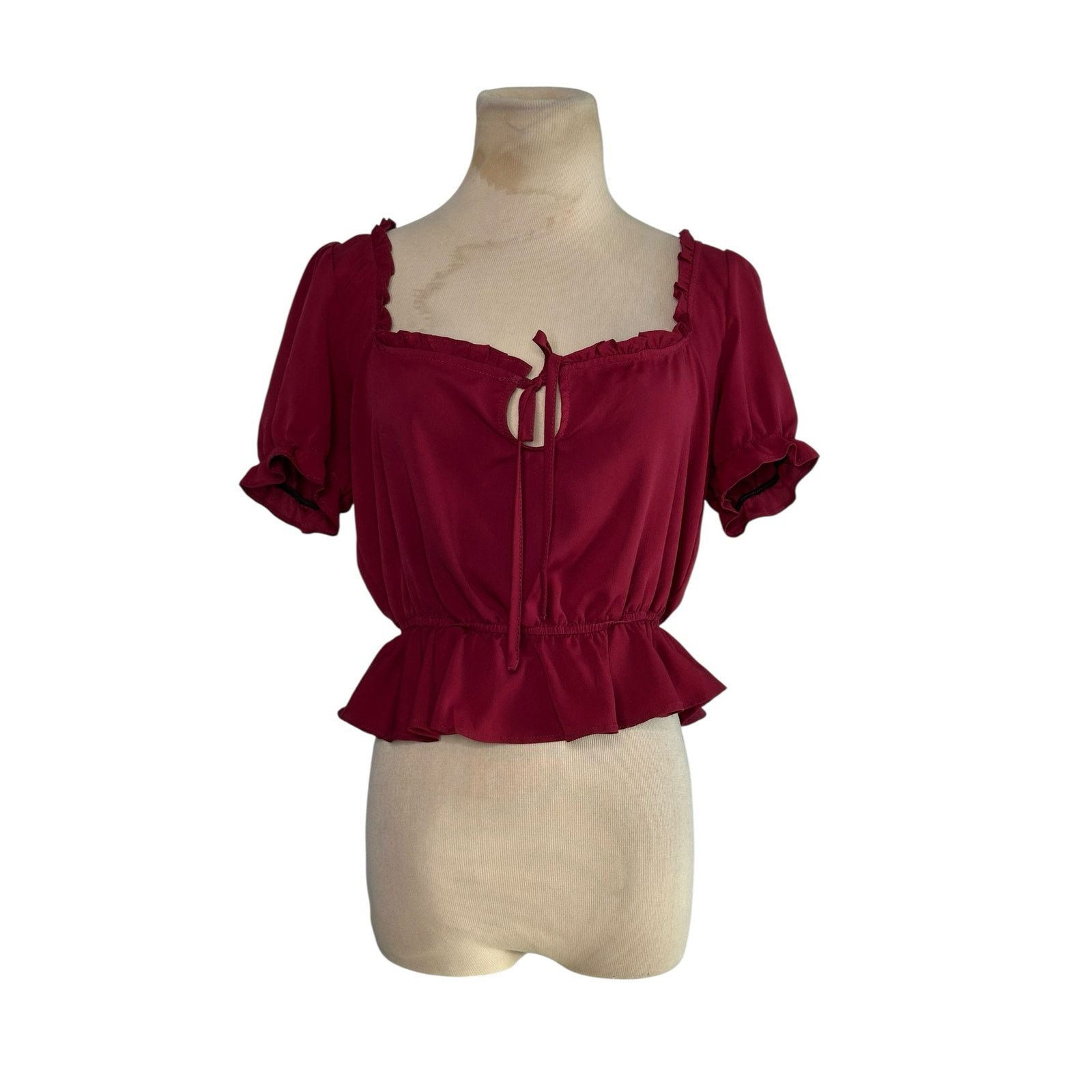 Urban Outfitters Urban Outfitters burgundy peplum blouse size medium Size M / US 6-8 / IT 42-44 - 7 Thumbnail
