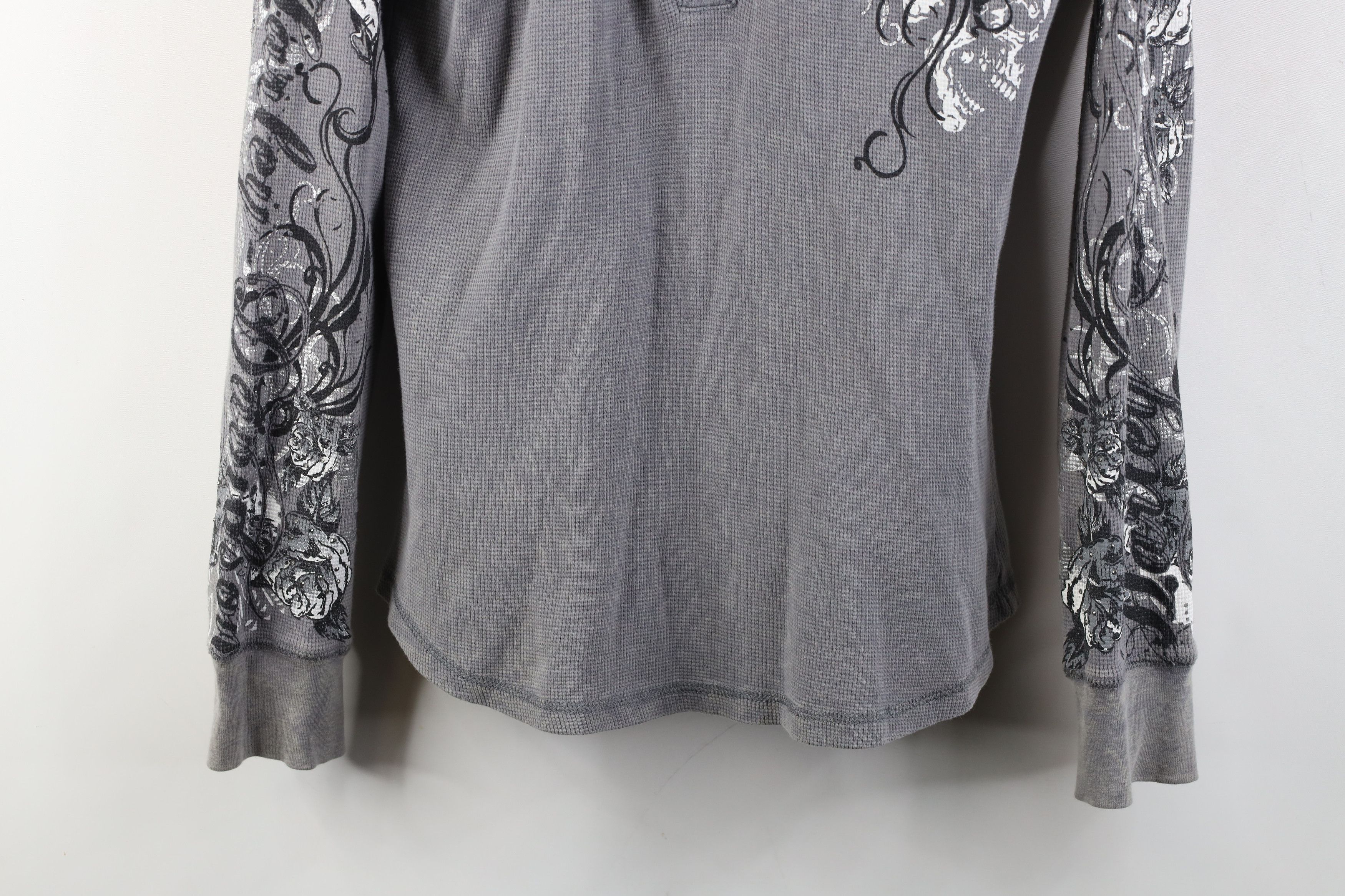 Harley Davidson Vintage Y2K Harley Davidson Flower Thermal Knit Hoodie Gray Size M / US 6-8 / IT 42-44 - 3 Thumbnail