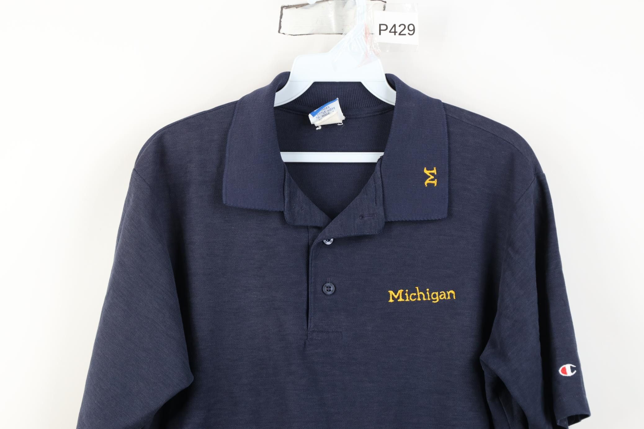 Champion Vintage 80s 90s Champion University of Michigan Polo Shirt Size US L / EU 52-54 / 3 - 2 Thumbnail