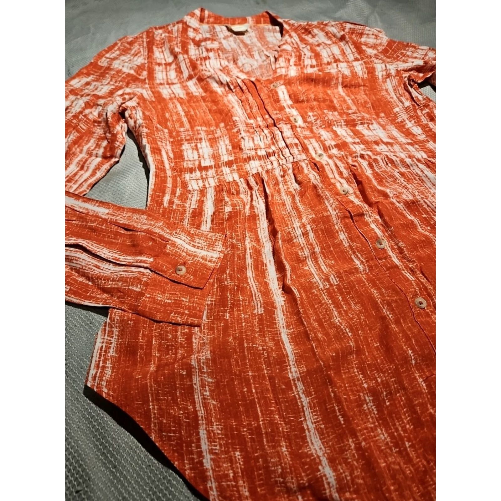 Anthropologie MAEVE ANTHROPOLOGIE Shirt Womens Size 12 Orange Calia Button Tunic Roll Tab Top Vintage No Size XL / US 12-14 / IT 48-50 - 7 Thumbnail