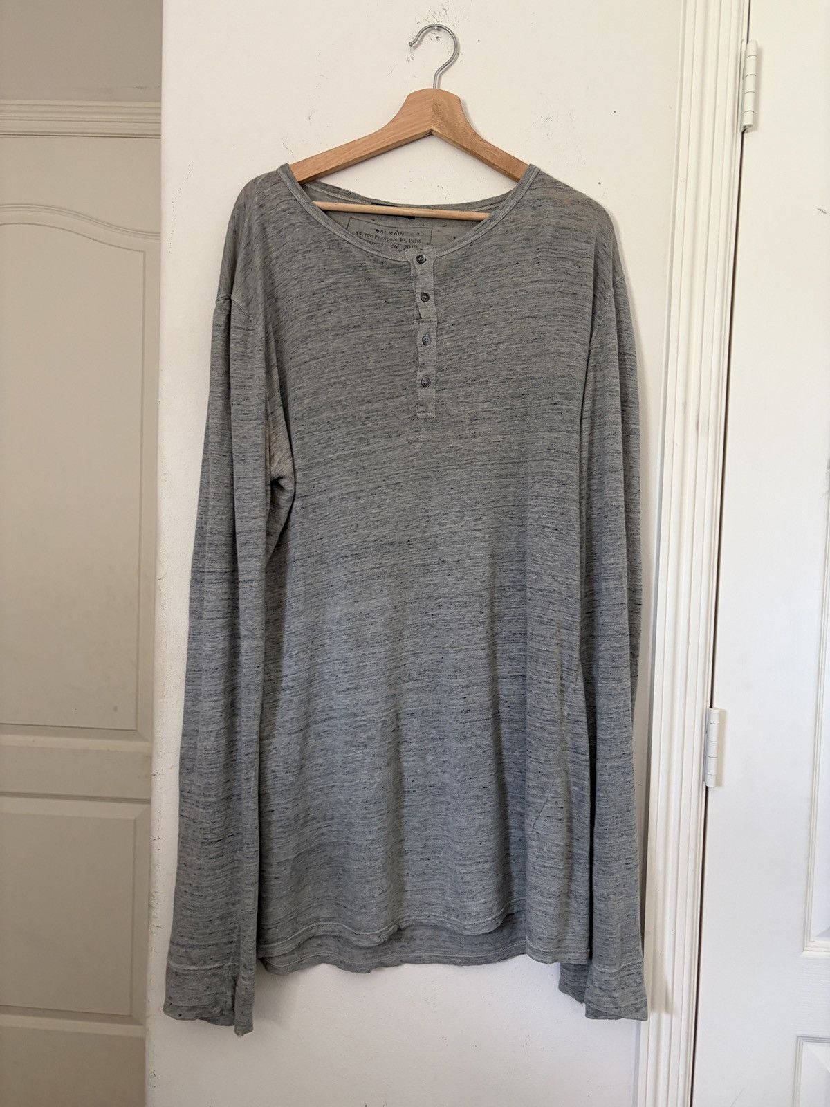 Balmain Decarnin Linen Henley Longsleeve Shirt Size US L / EU 52-54 / 3 - 3 Thumbnail