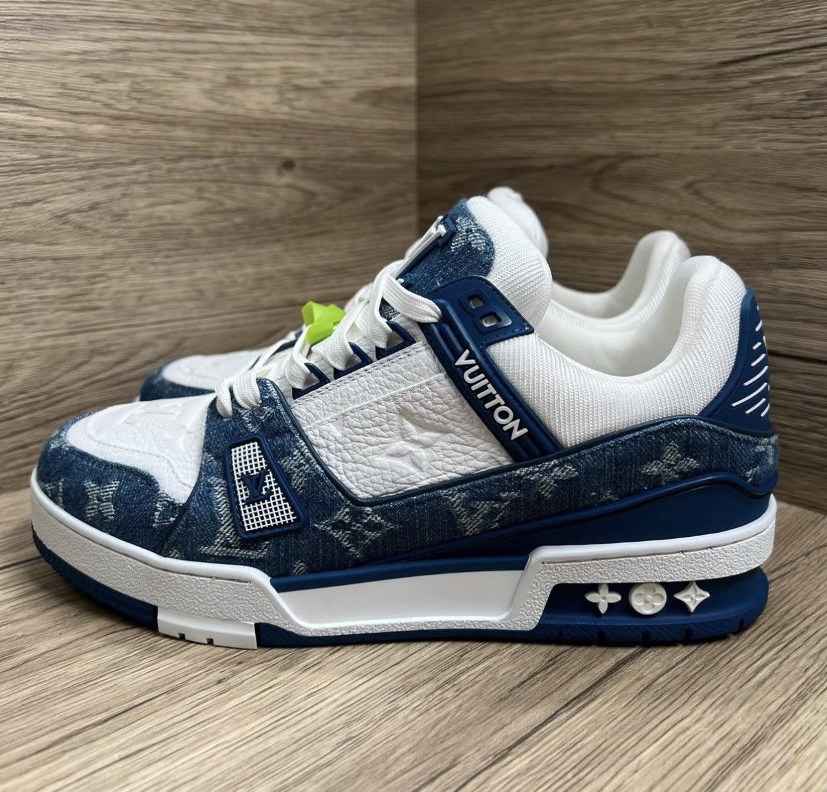 Louis Vuitton LV Trainer White & Blue Denim Sneakers J41 Size US 7 / IT 37 - 1 Thumbnail
