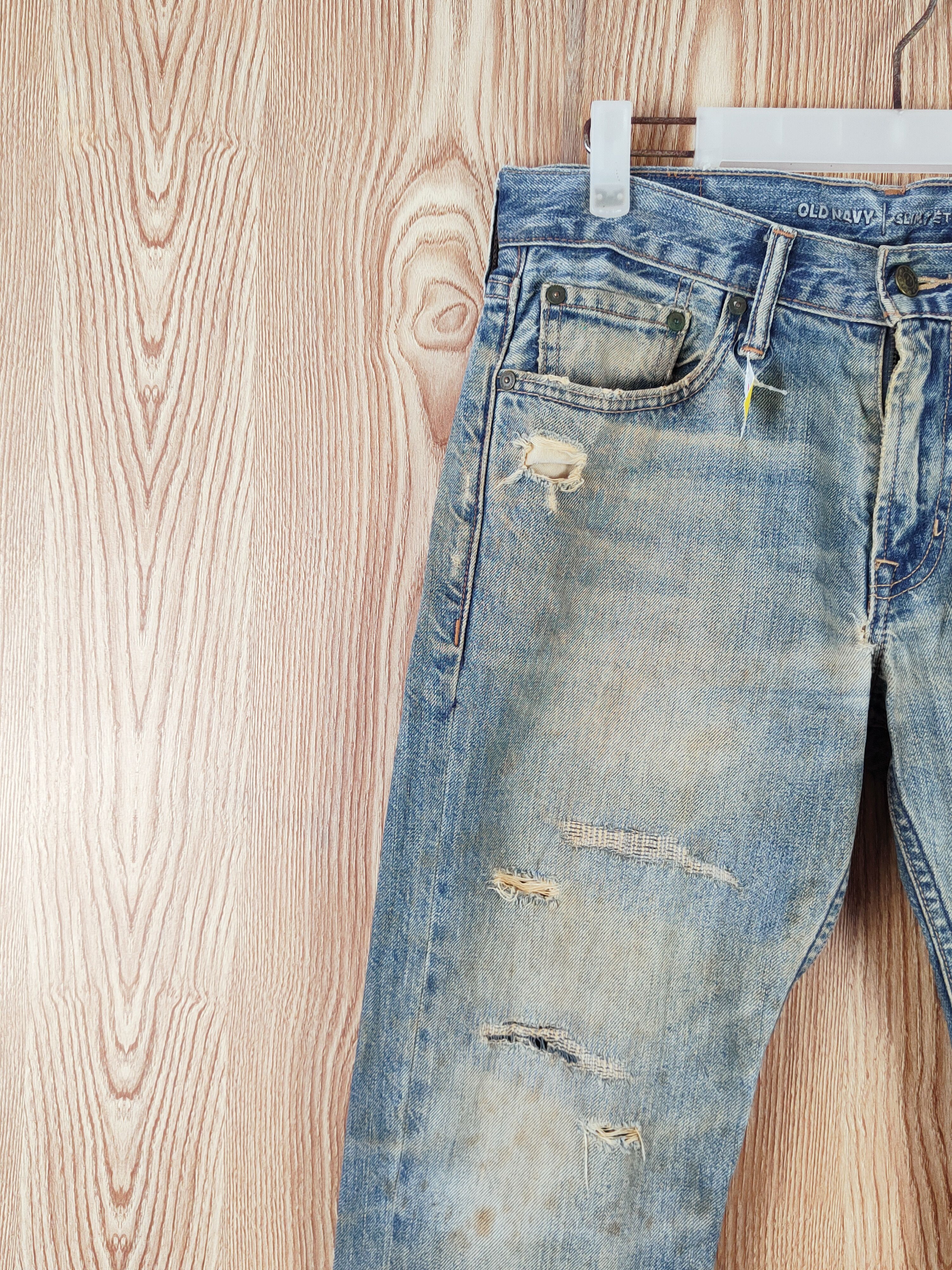 Japanese Brand Old Navy Blue Faded Distressed Ripped Jeans #W614 Size US 29 - 3 Thumbnail