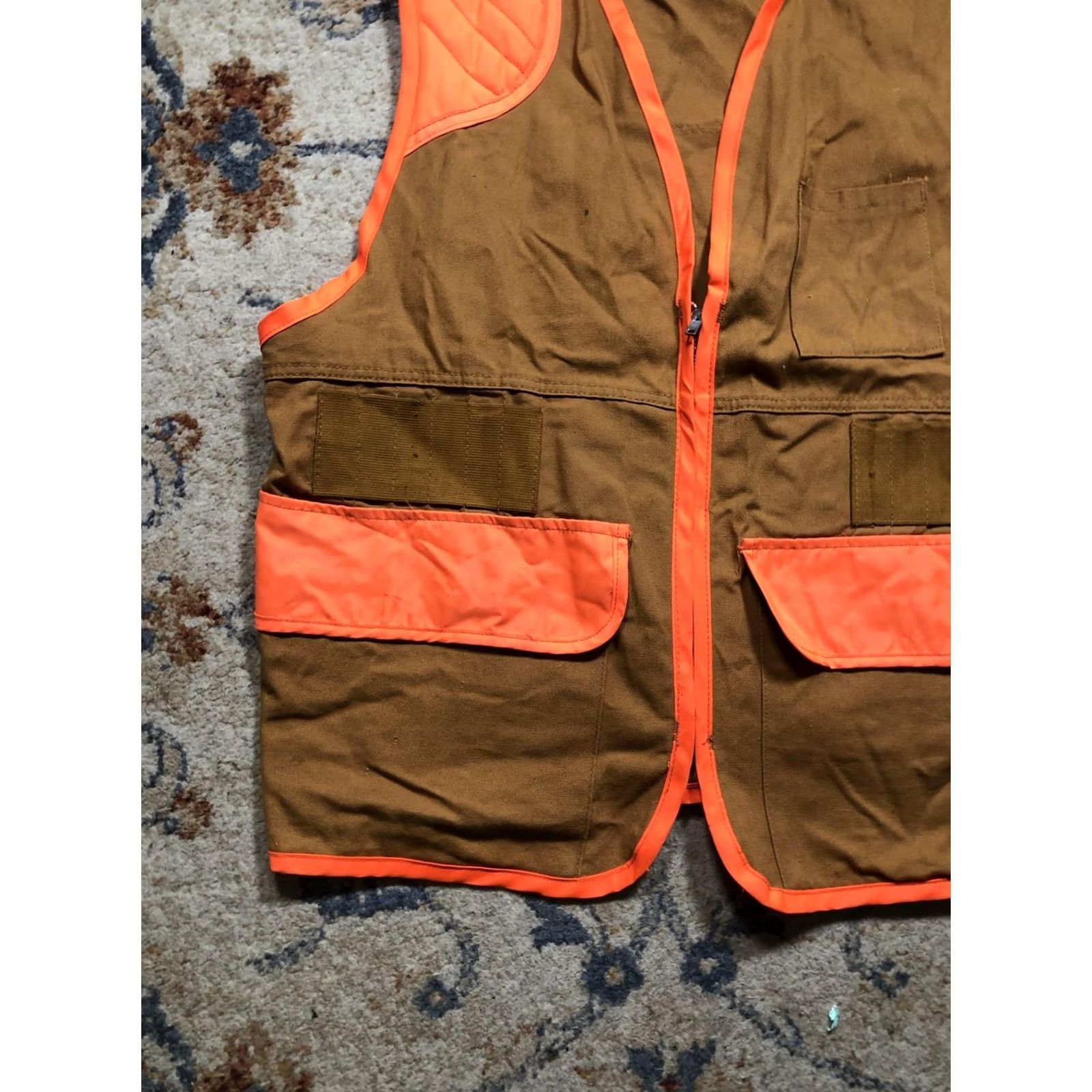 Vintage VINTAGE Saf-T-Bak Hunting Vest Mens XL Brown Blaze Orange Upland Game Bag USA Vest Size 46R - 5 Thumbnail