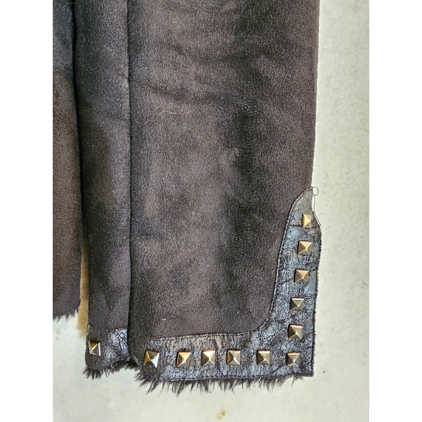 Vintage Powder River Outfitters Panhandle Slim Faux Suede & Fur Studded Jacket Women XL Black Size XL / US 12-14 / IT 48-50 - 7 Thumbnail