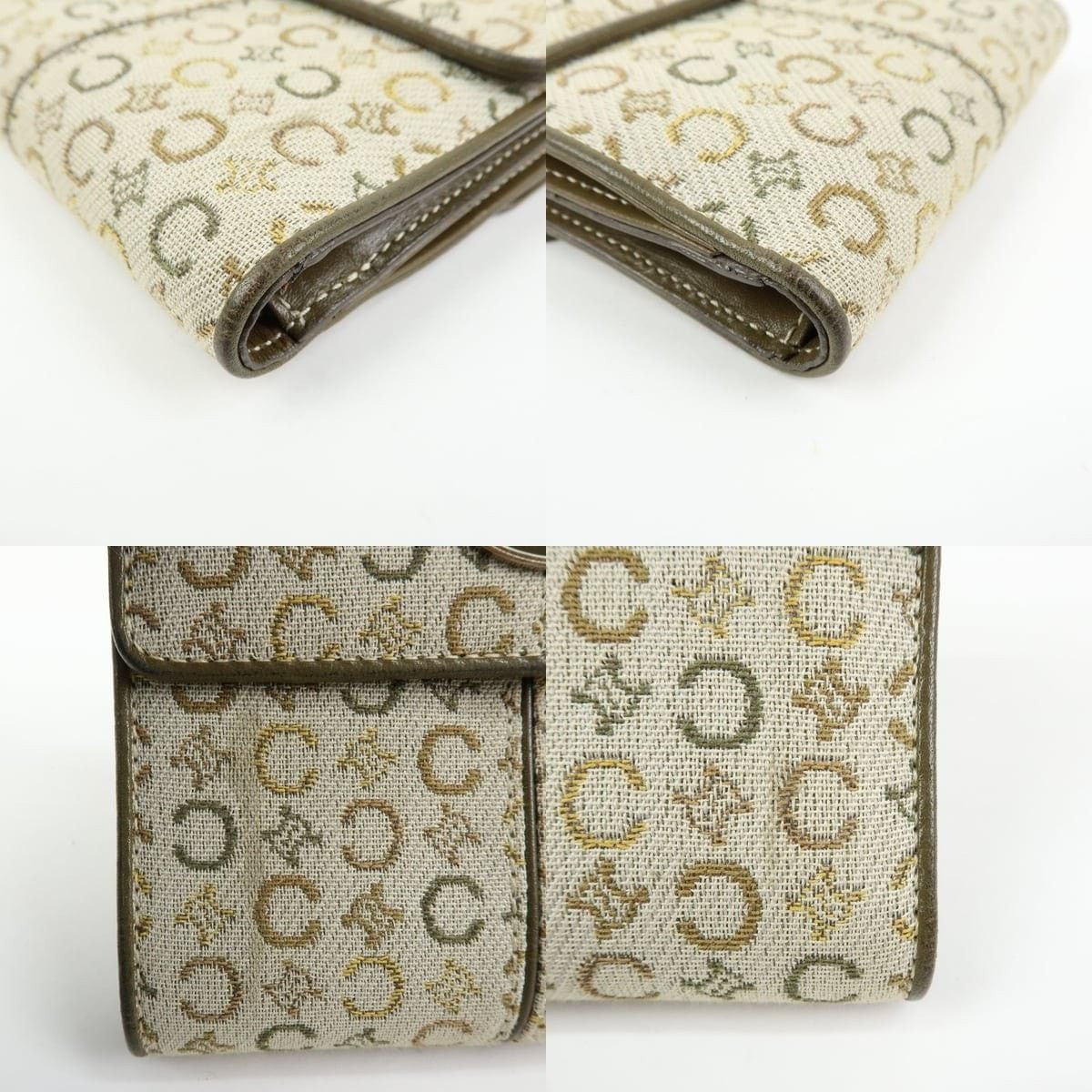 Celine Celine Macadam Canvas & Leather Compact Wallet Beige Size ONE SIZE - 4 Thumbnail