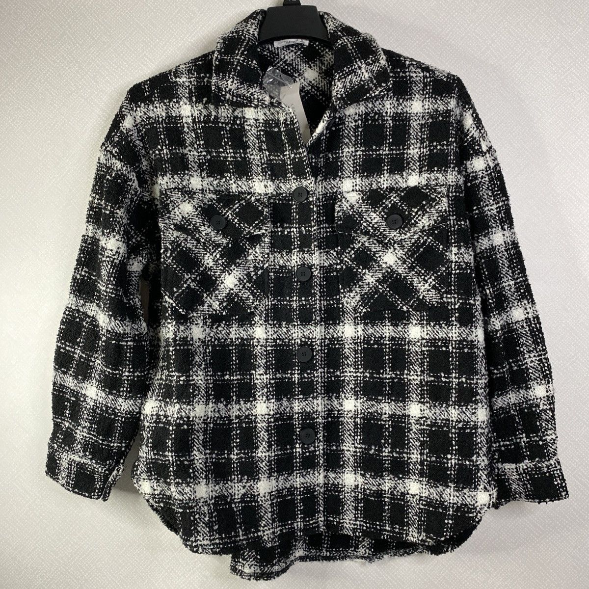 Other TIMING Shirt Jacket Womens Black/White Sz M Plaid Wool NWT Size M / US 6-8 / IT 42-44 - 1 Thumbnail