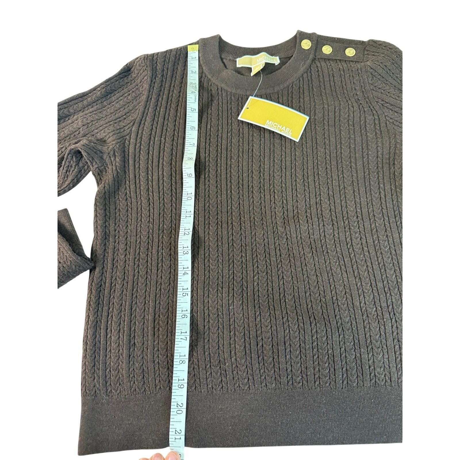 Michael Kors Michael Kors Brown Cable-Knit Pullover Sweater Size S / US 4 / IT 40 - 5 Thumbnail