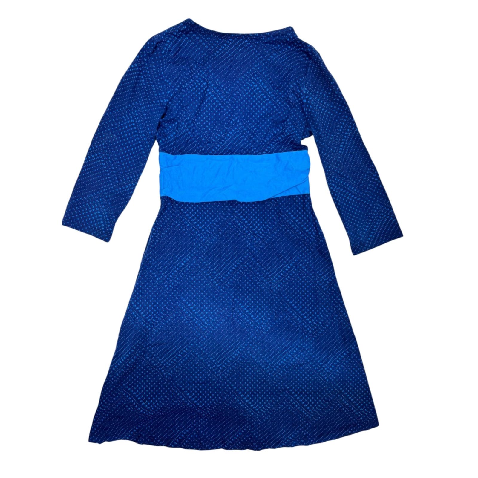 Patagonia VINTAGE Patagonia Women's Dress Wrap Knee-Length 95% Organic Cotton 5% Spandex Blue - Dark Blue Waistband Raglan 3/4 Sleeve V-Neck XS? Size S / US 4 / IT 40 - 4 Thumbnail