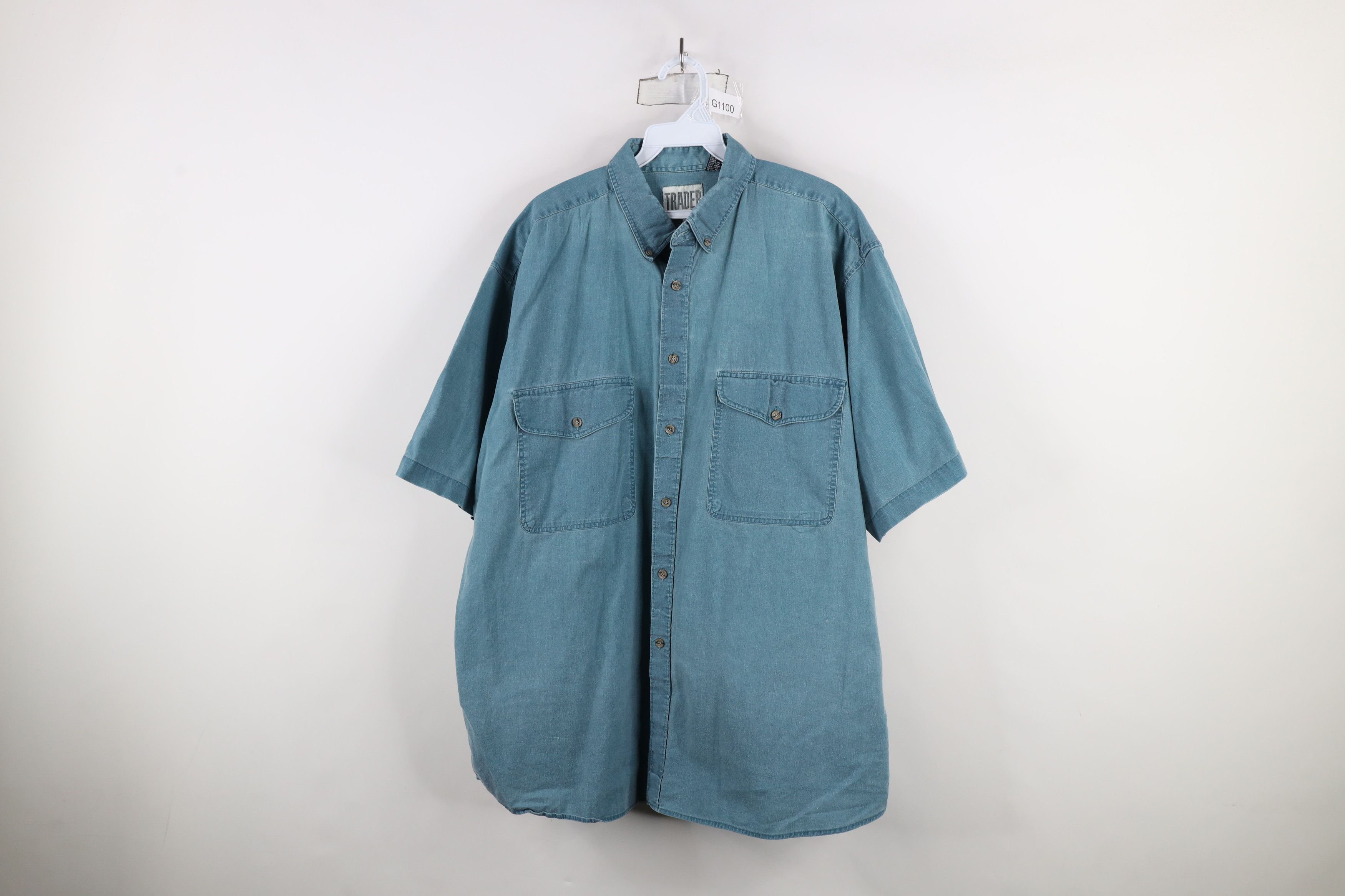 Vintage Vintage 90s Streetwear Baggy Fit Short Sleeve Button Shirt Size US L / EU 52-54 / 3 - 1 Thumbnail