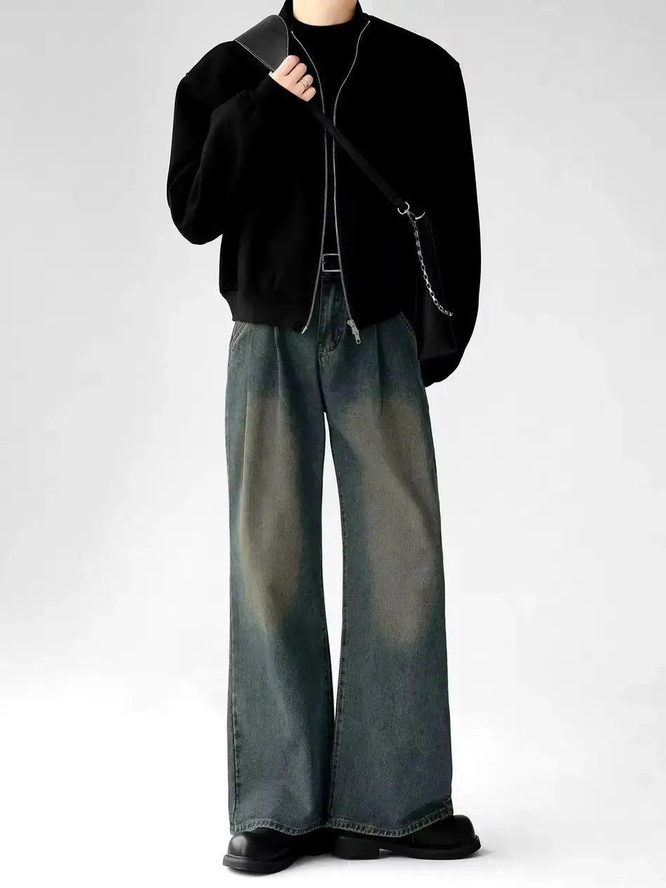 Japanese Brand Vintage baggy pleated wide leg washed jeans Size US 30 / EU 46 - 6 Thumbnail