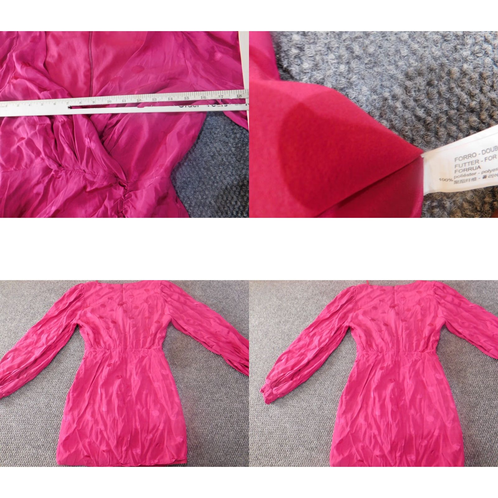 Zara Zara Dress Mini Dress S Pink A-line ruched v-neck Dolman Sleeve Polyester Rayon solid long sleeve Women Size S / US 4 / IT 40 - 8 Thumbnail