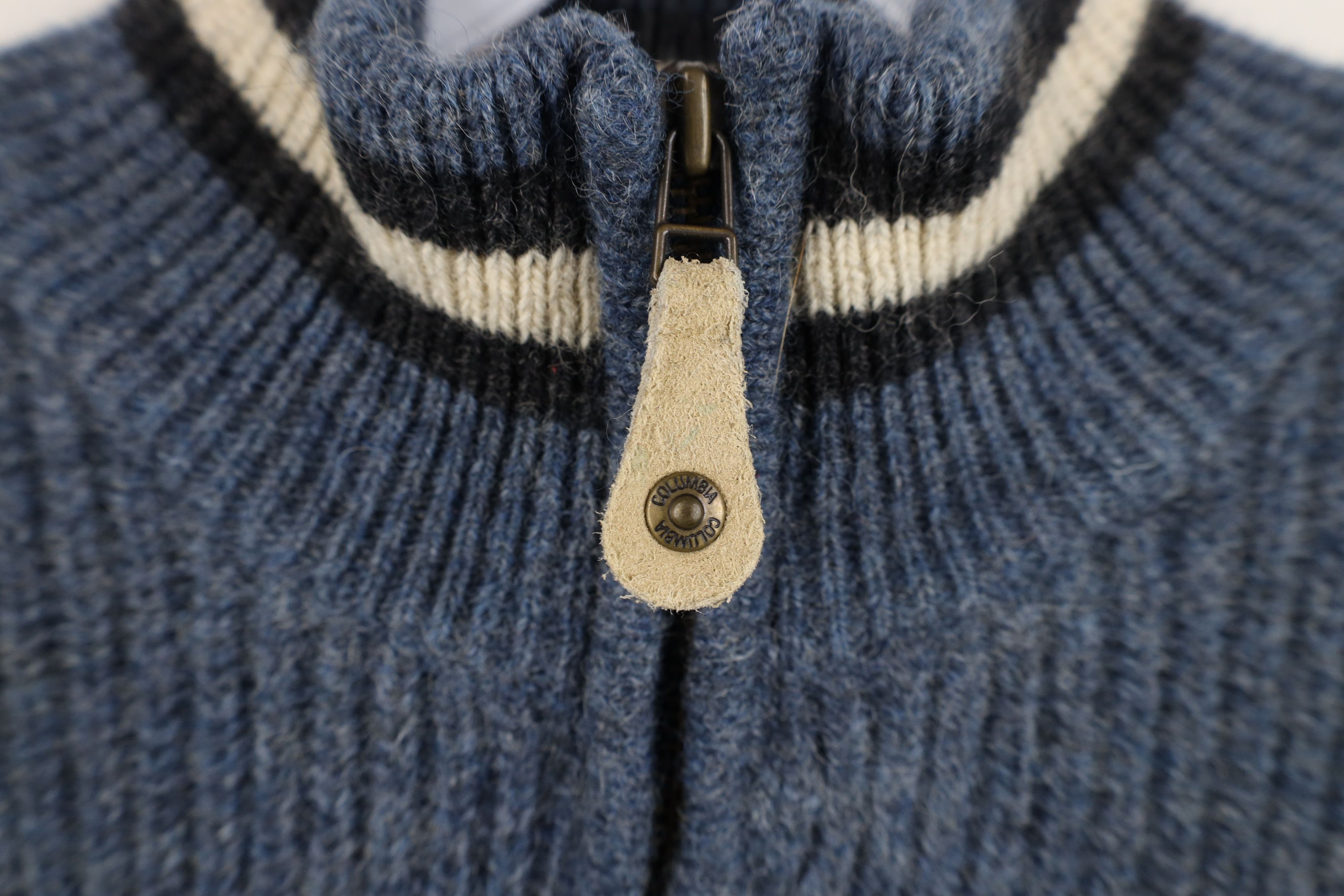 Columbia Vintage 90s Columbia Wool Ribbed Knit Half Zip Sweater Blue Size US M / EU 48-50 / 2 - 7 Thumbnail