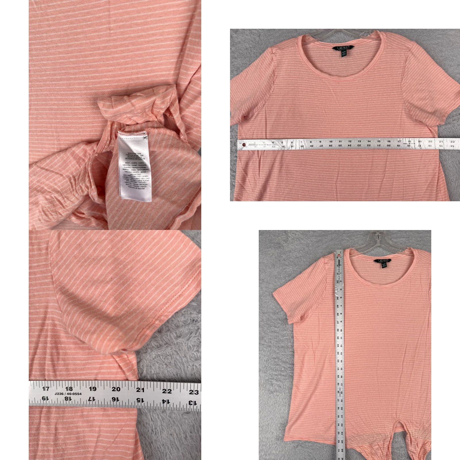Ralph Lauren Lauren Ralph Lauren Women's Short Sleeve Pink Stripe T-Shirt 1X All Seasons Casual Size XL / US 12-14 / IT 48-50 - 8 Thumbnail