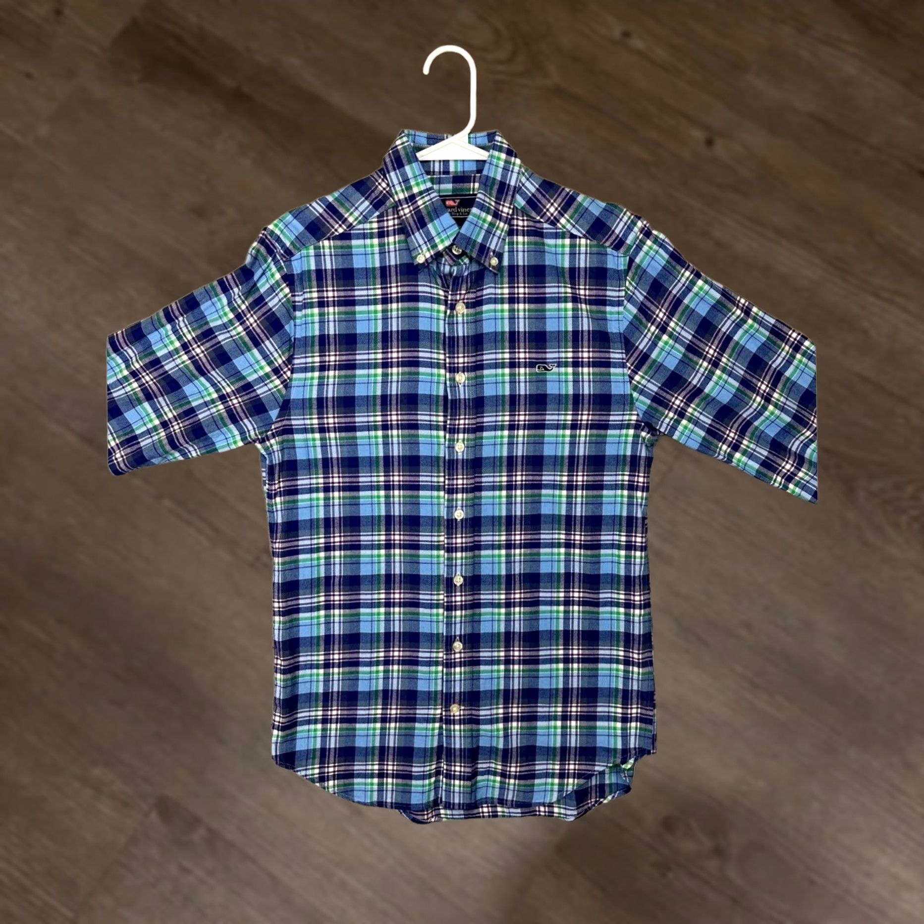 Vineyard Vines Vineyard Vines Whale Shirt Mens Small Slim Fit Plaid Flannel Button-Up Blue Madras Shirt Size US S / EU 44-46 / 1 - 1 Thumbnail