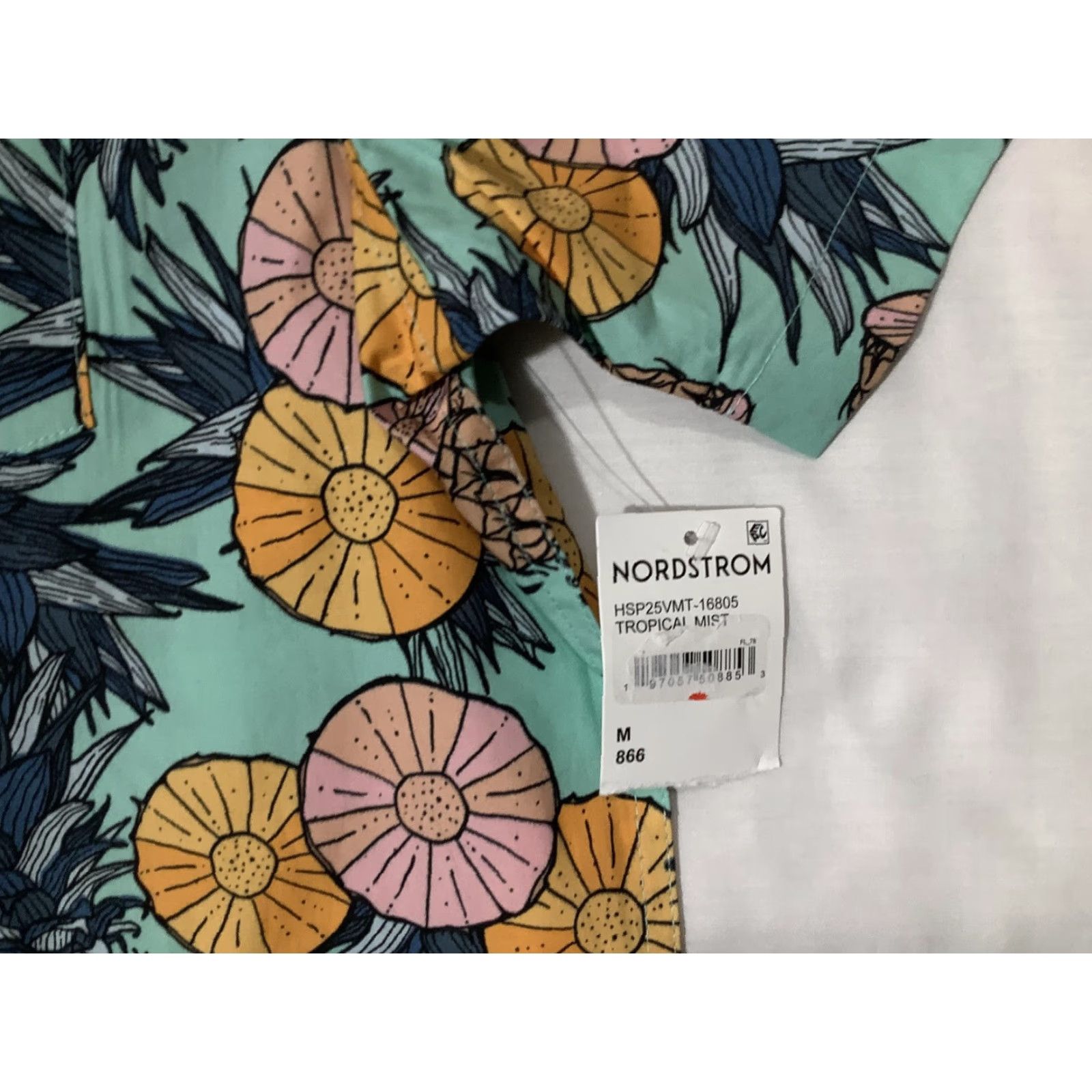 Hurley Hurley Shirt Mens Medium Aqua Tropical Mist Pineapple Print Button Front Casual Size US M / EU 48-50 / 2 - 4 Thumbnail