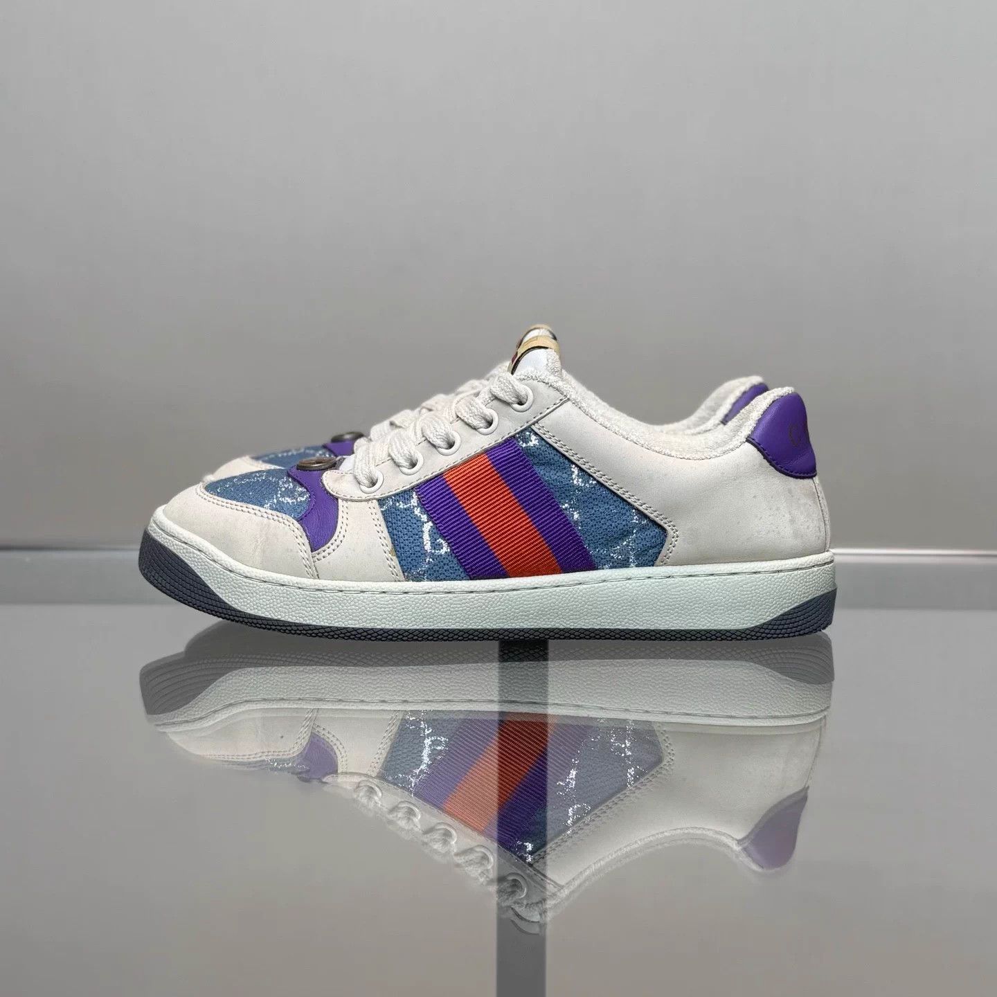 Gucci Gucci Distressed Crystal Sneakers White/Purple Size US 5 / IT 35 - 5 Thumbnail