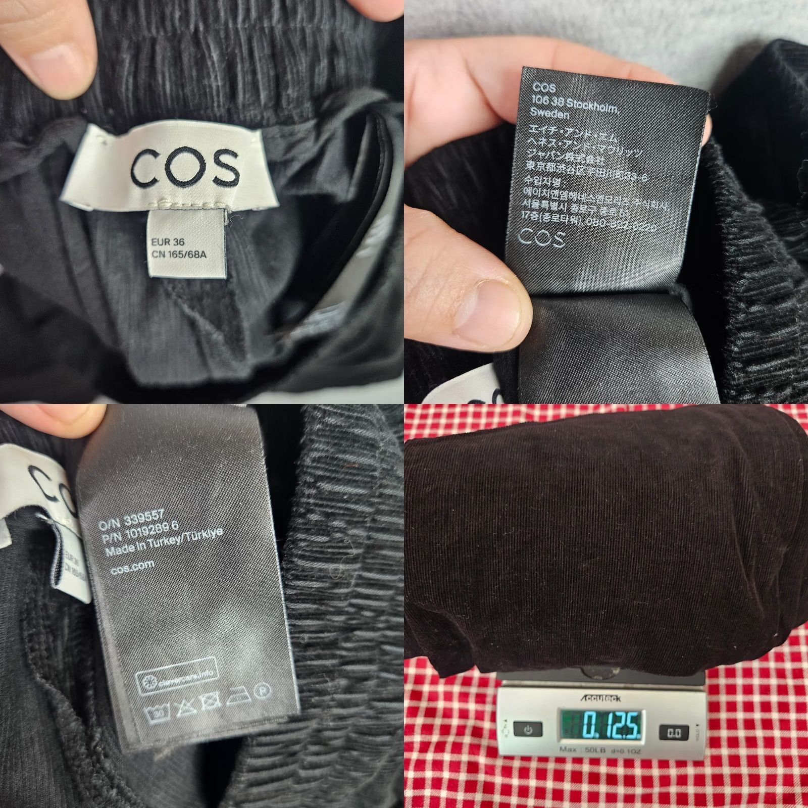 Cos COS Women’s Black Corduroy High Rise Straight Leg Pant Size EUR 36 Size 25" / US 0 / IT 36 - 8 Thumbnail