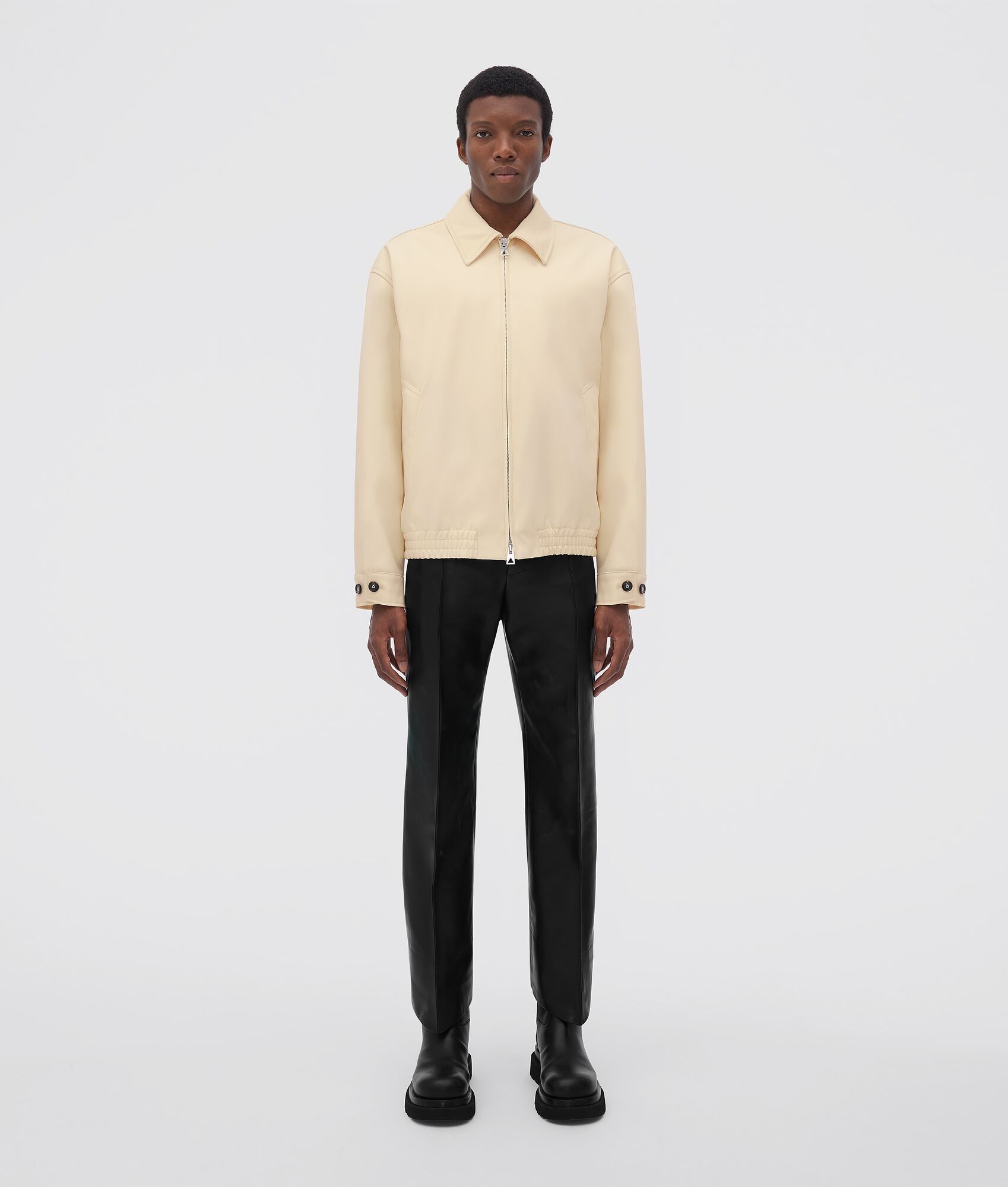 Bottega Veneta o1n1vont1224 Wool Twill Jacket in Oat Beige Size US XL / EU 56 / 4 - 1 Thumbnail