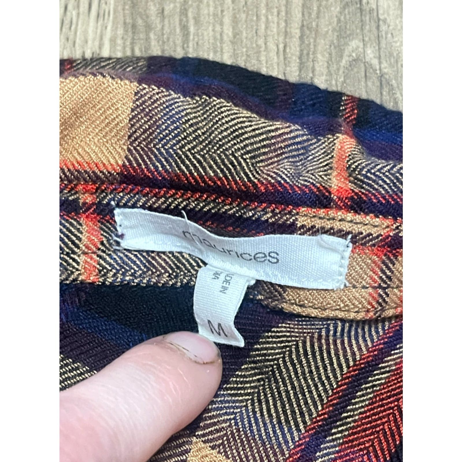 Vintage Maurices Dress Women's Shirt Dress M Regular Blue Plaid Long Sleeve Button Up Collared Tunic Casual Knee Length Size M / US 6-8 / IT 42-44 - 6 Thumbnail