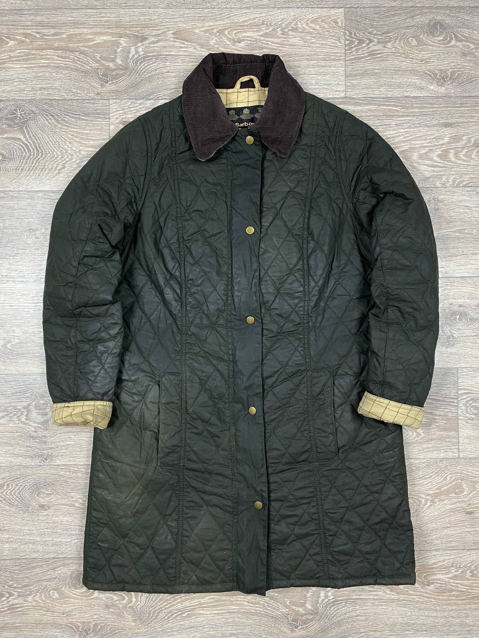 Barbour × Vintage Barbour Waxed Quilted Coat Jacket Equestrian Belsay Olive XL Size XXL / US 16-18 / IT 52-54 - 2 Thumbnail