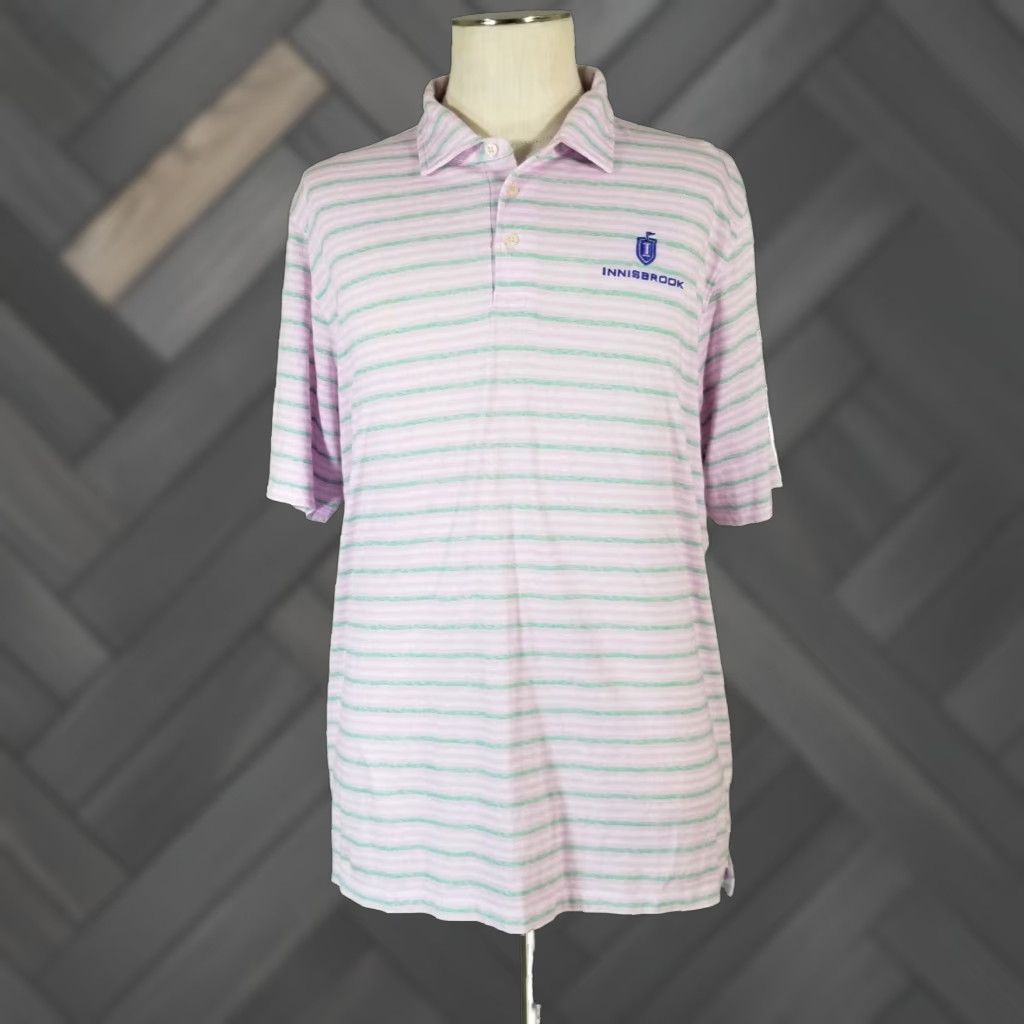 Mens Golf Polo Shirt XL Extra Large Pink Stripe
