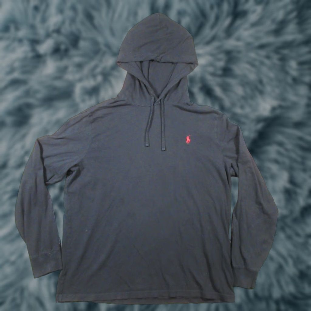 Polo Ralph Lauren Polo Ralph Lauren Hoodie Mens L Black Cotton Jersey Embroidered Pony Logo Pullover Lightweight Hooded Distressed* Size US L / EU 52-54 / 3 - 1 Thumbnail