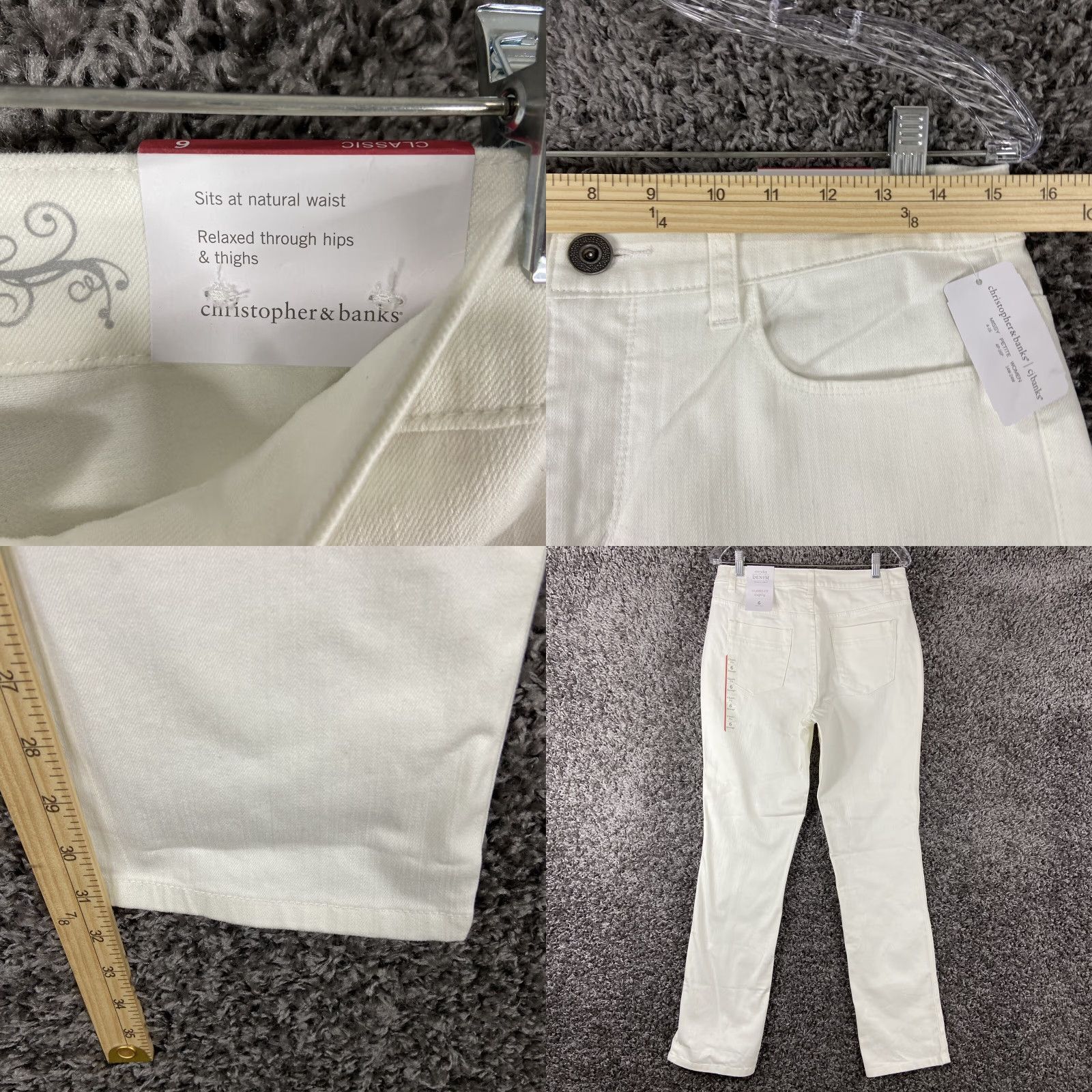Vintage Christopher & Banks Women's Jeans Size 6 White Classic Fit Straight Leg Clothing Size 28" / US 6 / IT 42 - 8 Thumbnail