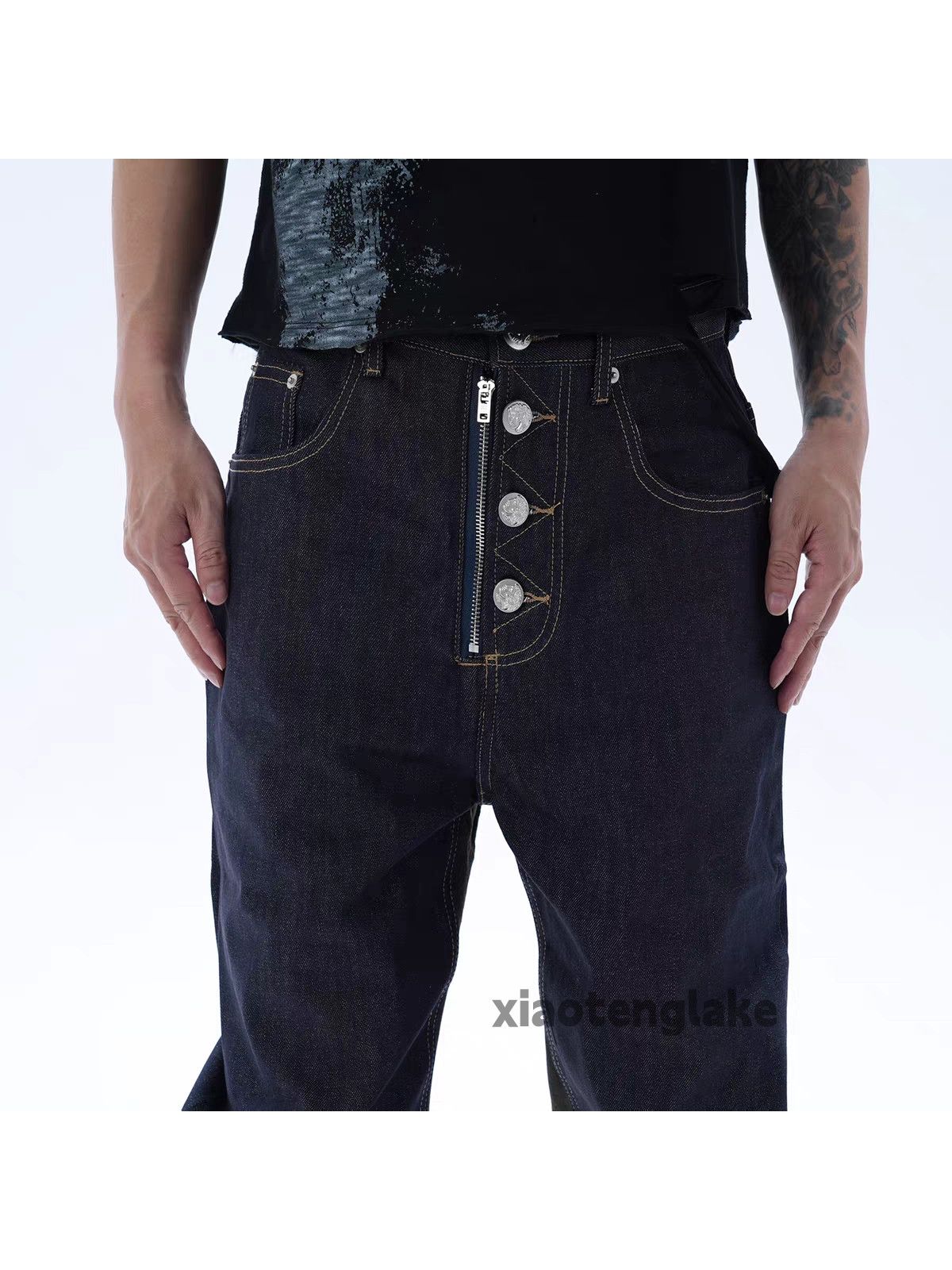 zx utility skate hiphop patchwork stack punk jeans
