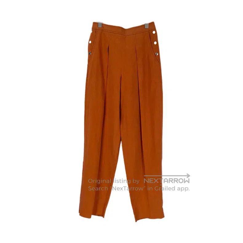 Hermes Hermes Brick Red Fixed Belt Linen Trousers Size 24" / US 00 / IT 34 - 1 Thumbnail