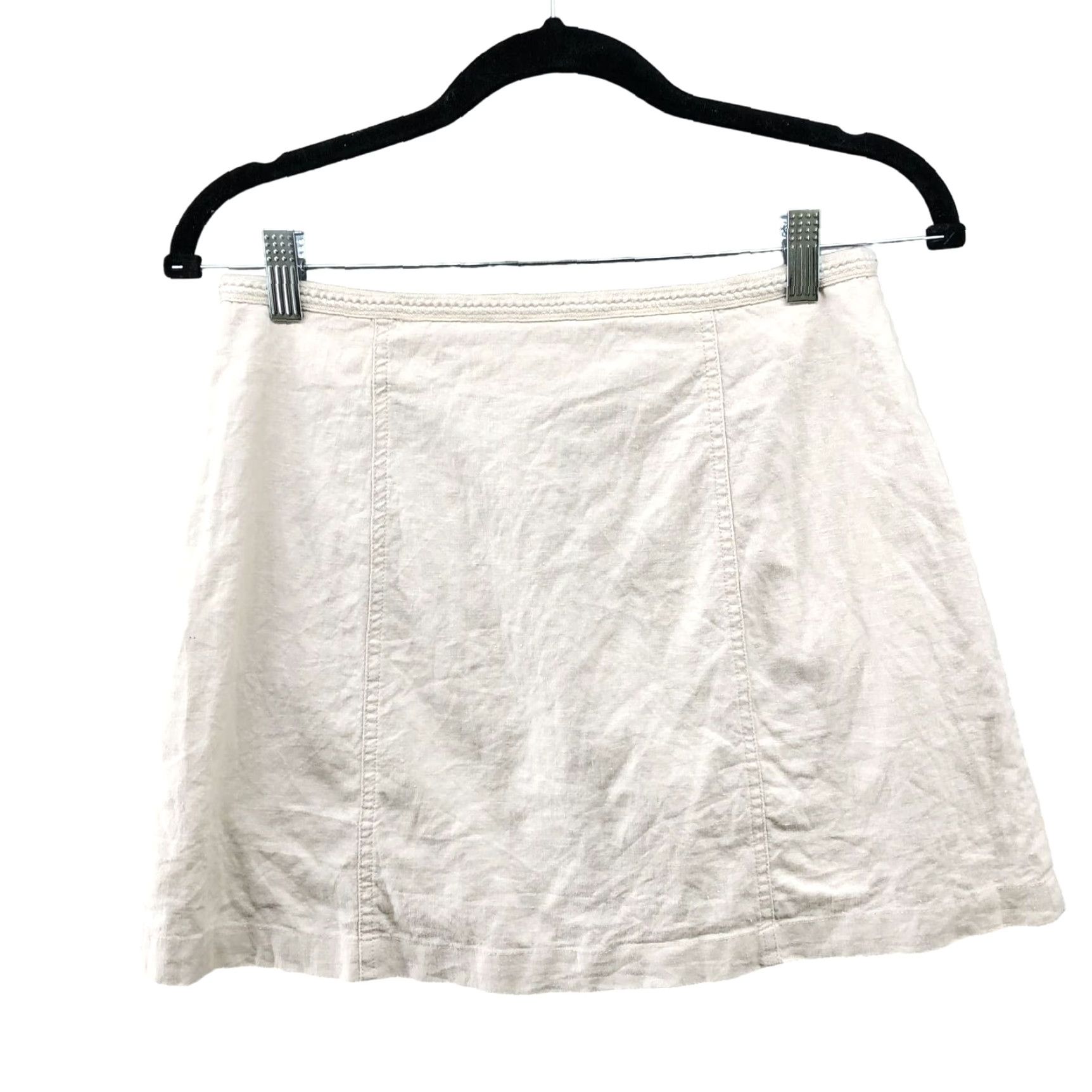 Urban Outfitters Urban Outfitters Mini Skirt Womens Small Linen Blend Zip Front Beige Lightweight Size 28" / US 6 / IT 42 - 2 Thumbnail