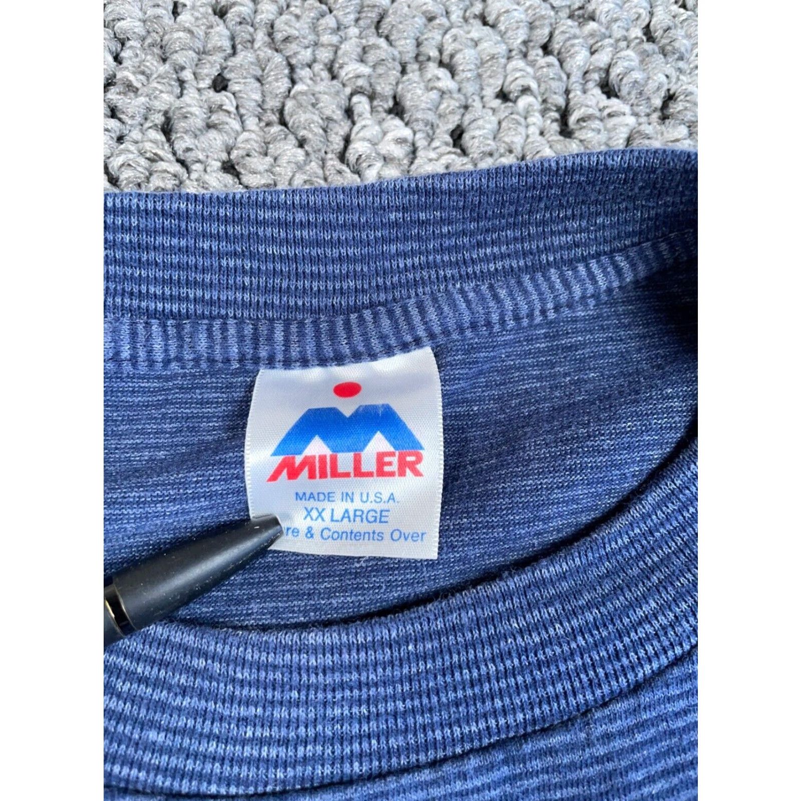 Vintage VTG 90s Clio Michigan Graphic T-Shirt Miller Men 2XL Blue Stripe Short Sleeve Crew Neck Jersey Cotton-Blend Polyester Vintage Size US XXL / EU 58 / 5 - 3 Thumbnail