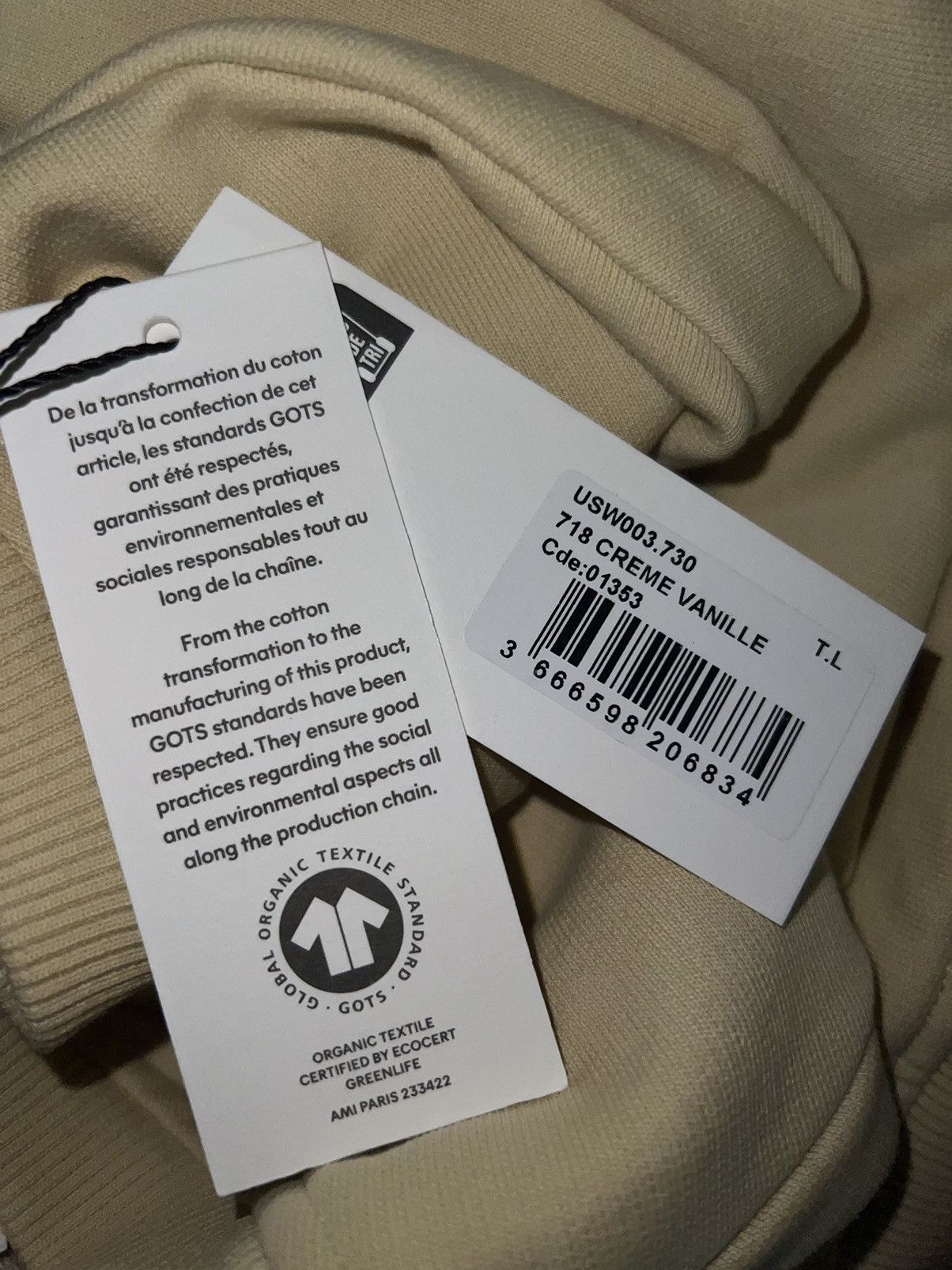 AMI NEW L Beige Vanilla Ami de Cœur Logo Classic Sweat-shirt Size US L / EU 52-54 / 3 - 6 Thumbnail