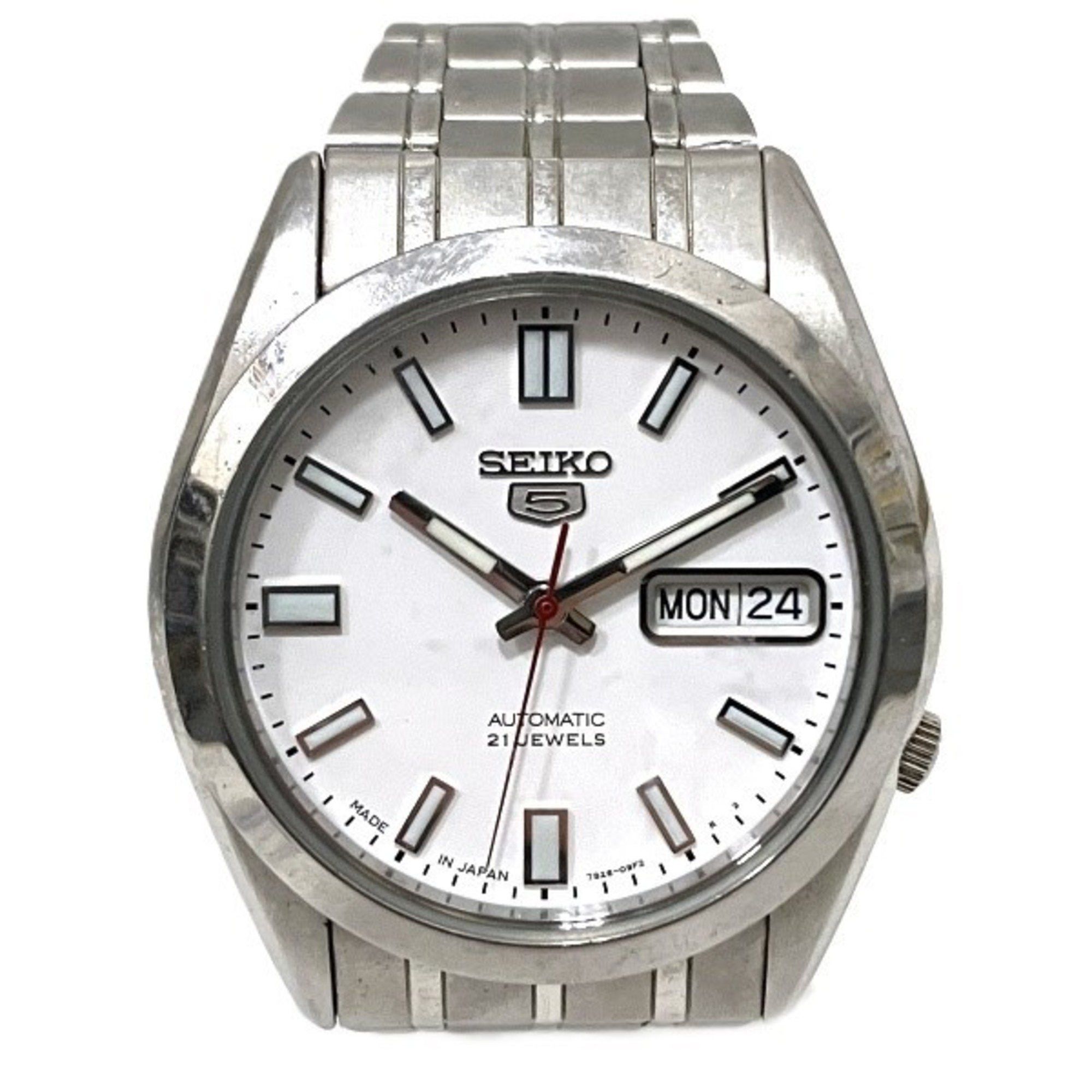 image of Seiko Five 7S26-03B0 Automatic Watch Men's Wristwatch in White