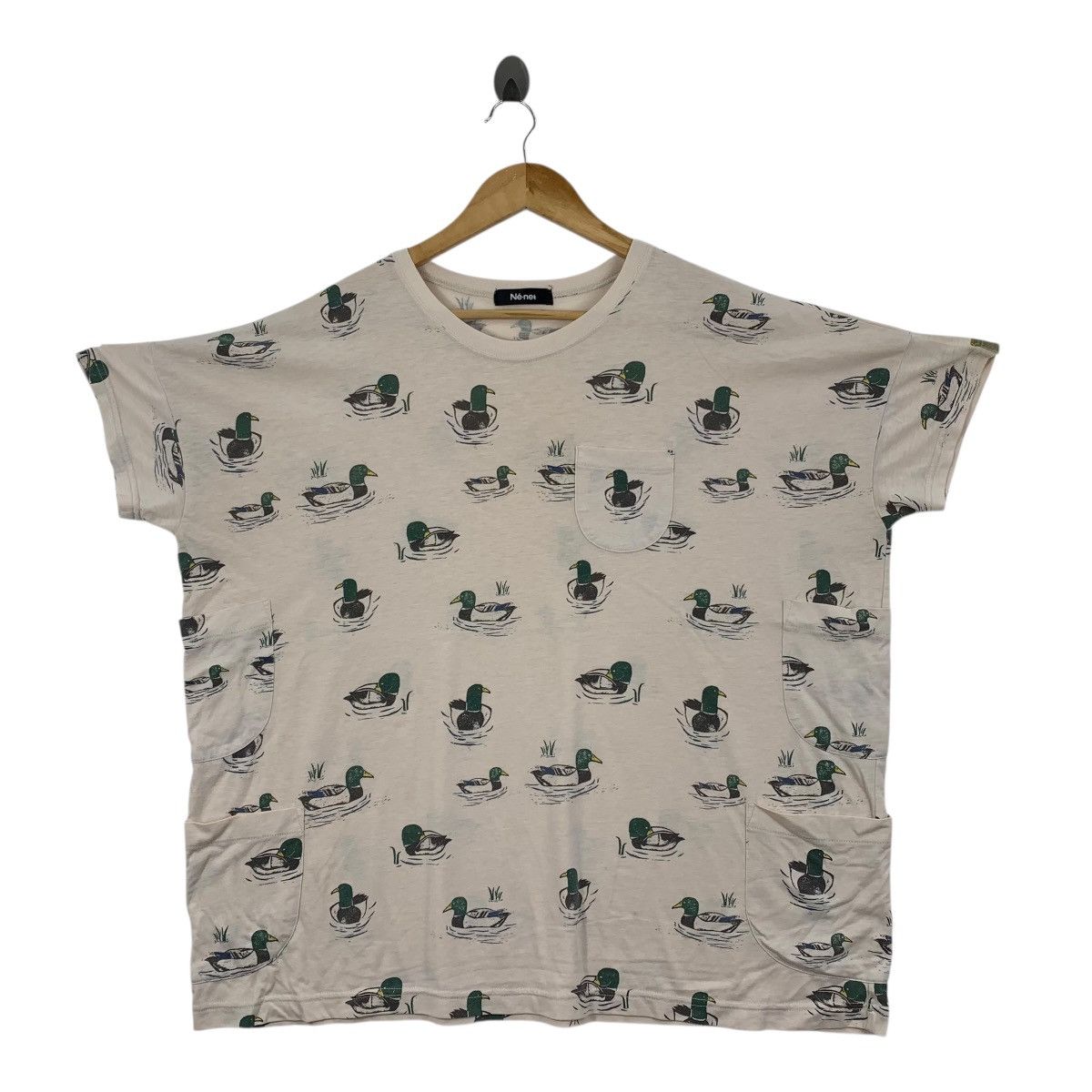 Issey Miyake NE-NET ISSEY MIYAKE Ducks Overprint Bat Short Sleeve Tshirt Size XXL / US 16-18 / IT 52-54 - 1 Thumbnail