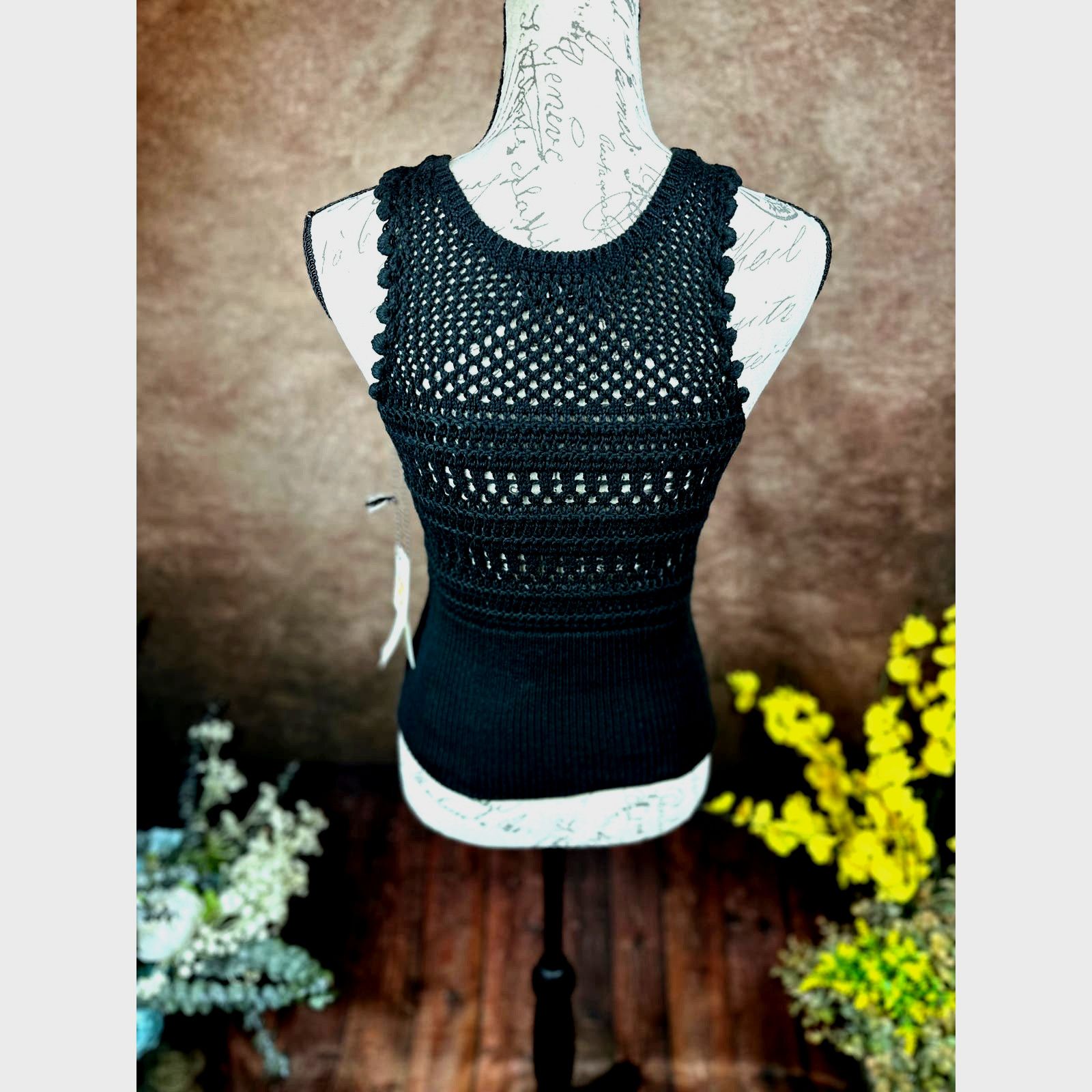 Other St Roche Crochet Semi Sheer Sleeveless Marilyn Tank Black L Size L / US 10 / IT 46 - 9 Thumbnail