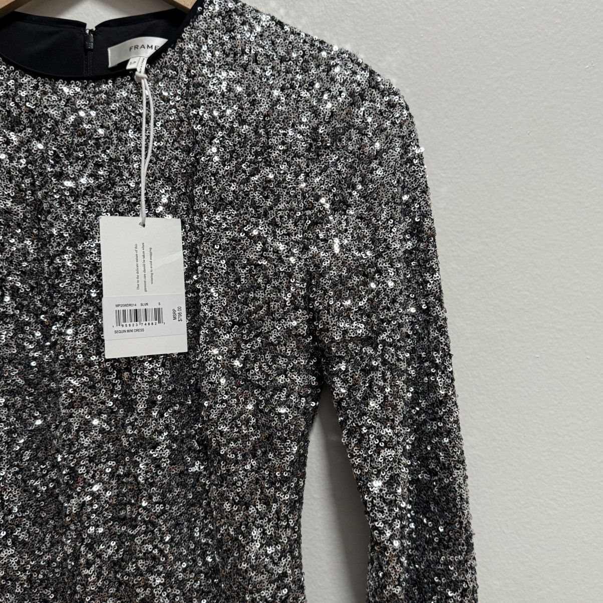 Frame NWT FRAME silver sequin long sleeve mini dress metallic Size S / US 4 / IT 40 - 8 Thumbnail