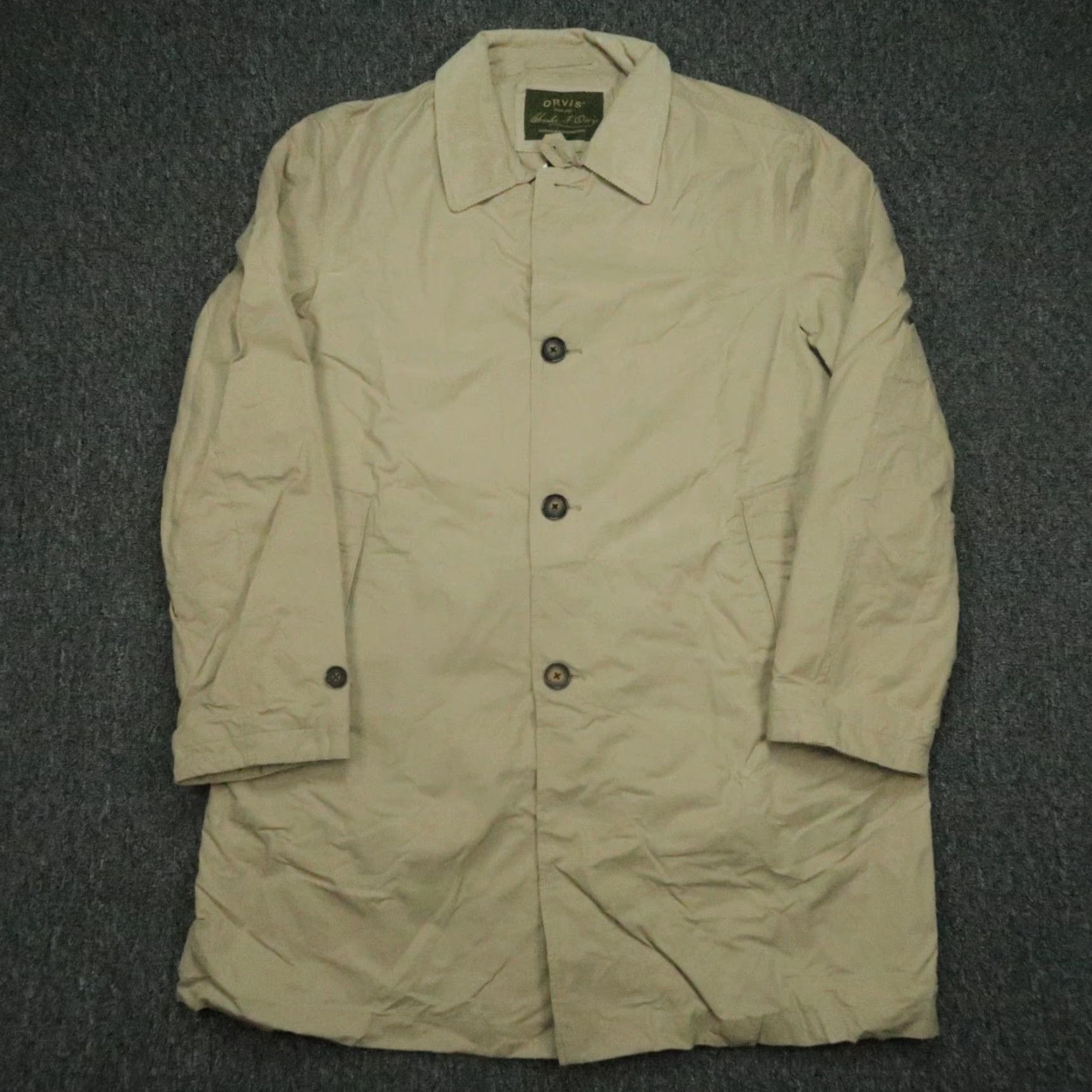 Orvis Orvis Jacket Mens XL Long Waxed Cotton Button Hiking Hunting Lined Pockets Casual Travel Workwear Nylon Polyester Brown Tan Wax Cloth Series Kinder? Size US XL / EU 56 / 4 - 2 Thumbnail