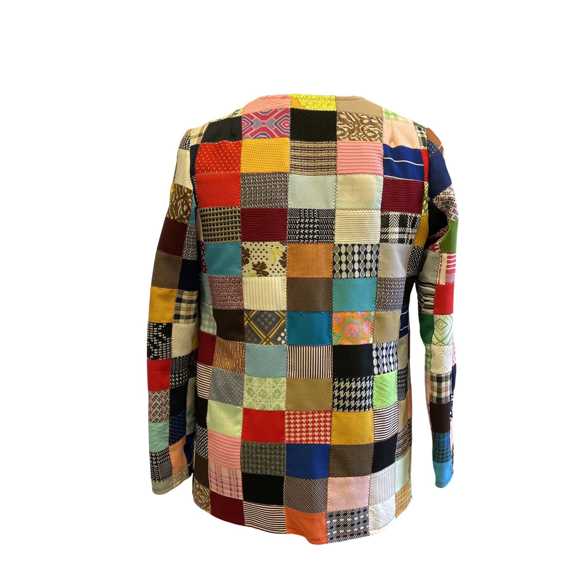 Other Vtg Handmade MoD Multi Color QUILT Patchwork Hippie Shirt Size L / US 10 / IT 46 - 3 Thumbnail