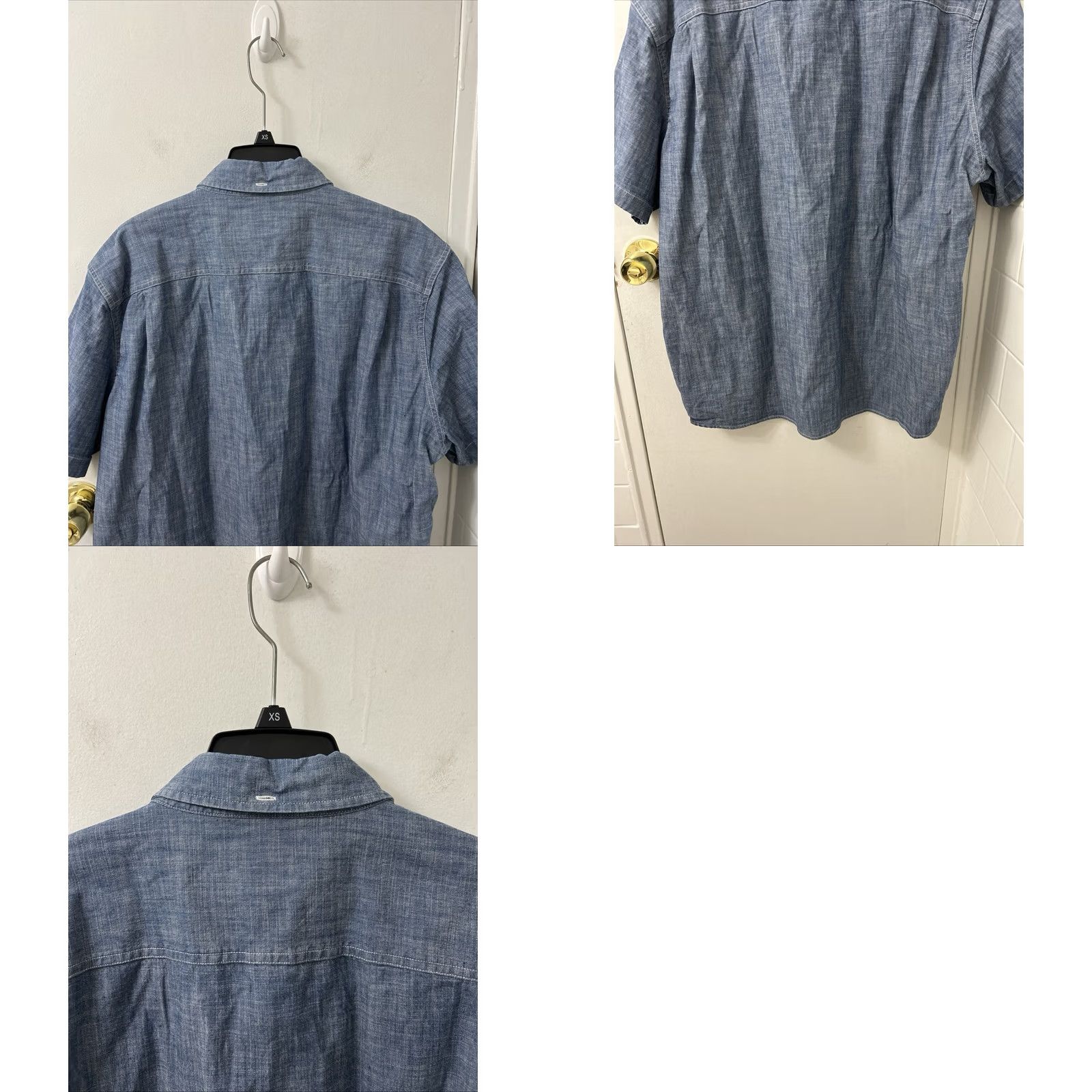 Vintage LL Bean Chambray Shirt Mens XL Blue Slim Button-Down Short Sleeve Casual Travel Workwear 522578 Size US XL / EU 56 / 4 - 8 Thumbnail