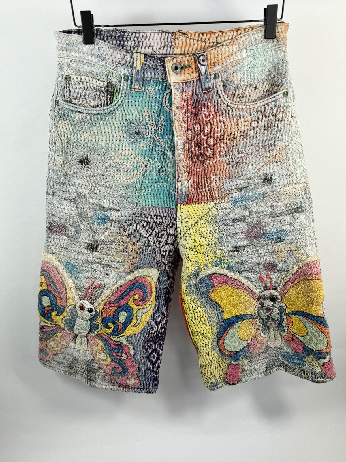 image of X Eri Glitch Distressed Patchwork Shorts, Men's (Size 32)