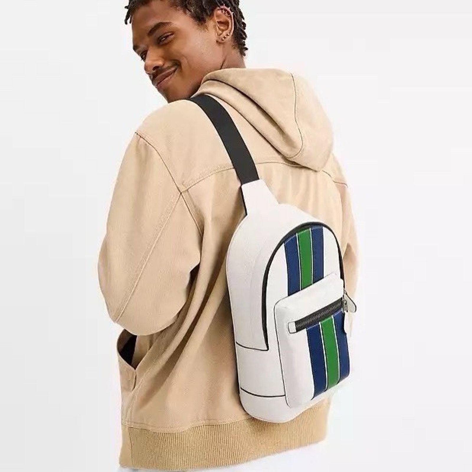 Coach NWT Coach Men’s West Pack Signature Canvas Stripe CBI39 Size ONE SIZE - 7 Thumbnail