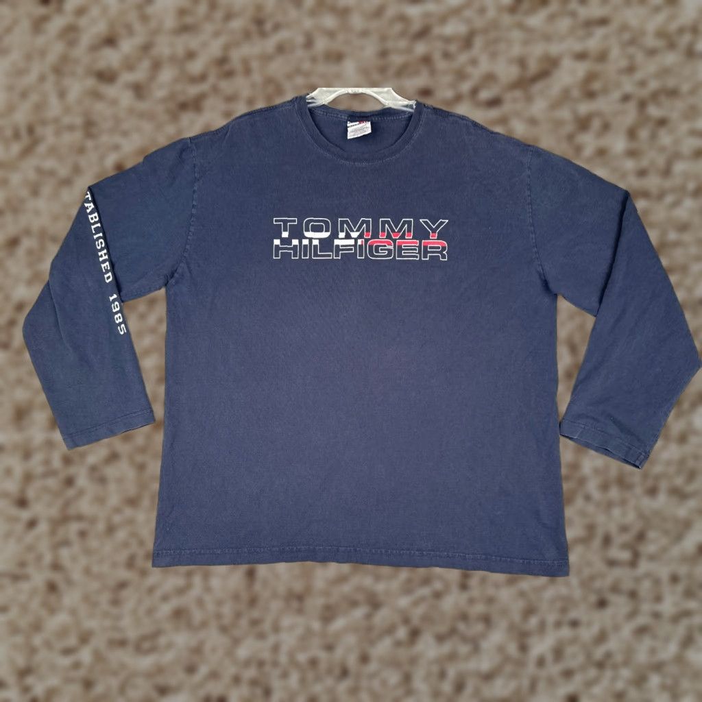Tommy Hilfiger Tommy Hilfiger Shirt Adult XL Blue Cotton Long Sleeve Crew Neck Logo T-Shirt Men American Size US XL / EU 56 / 4 - 1 Thumbnail