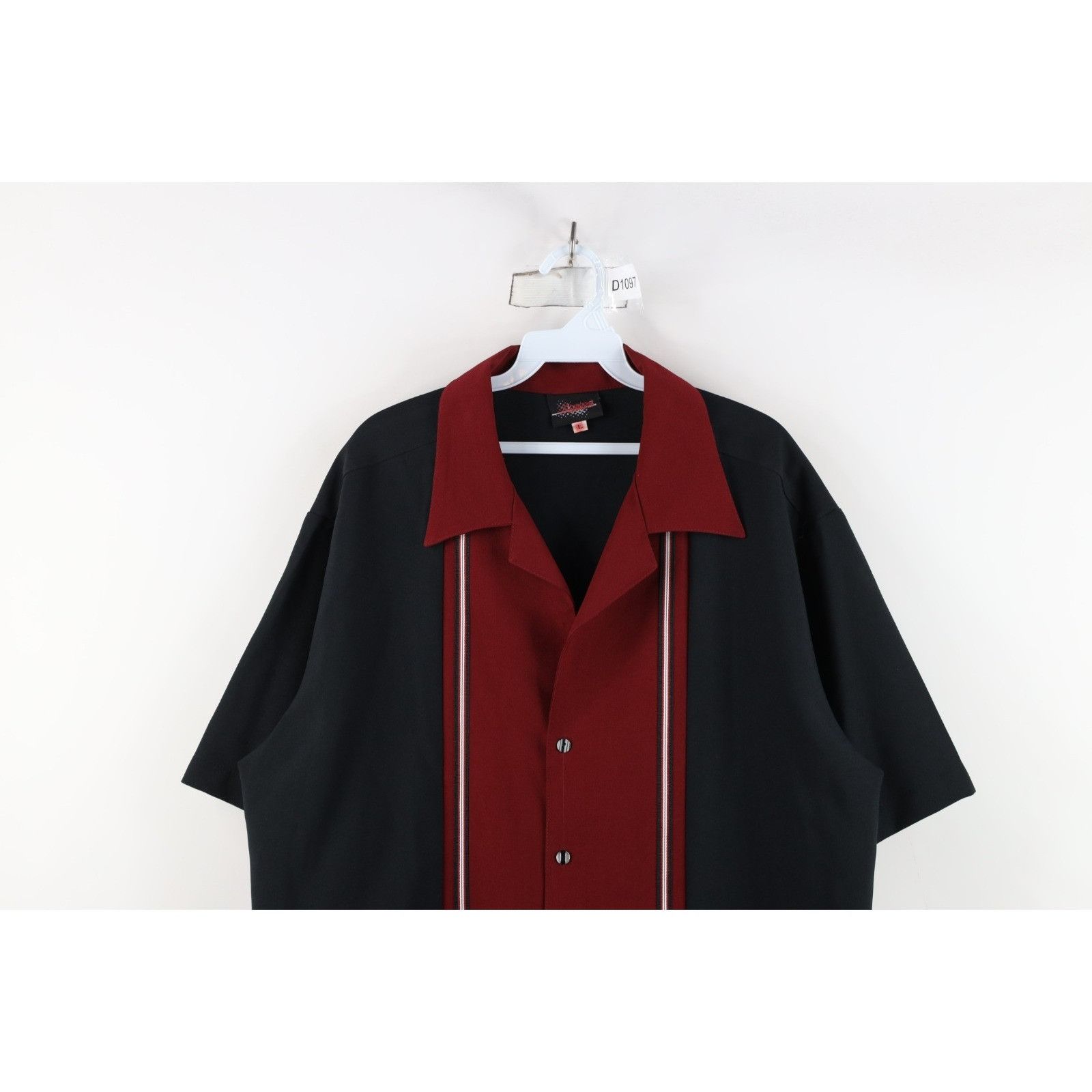 Vintage Vintage 90s Rockabilly Panel Striped Bowling Button Shirt Size US L / EU 52-54 / 3 - 2 Thumbnail