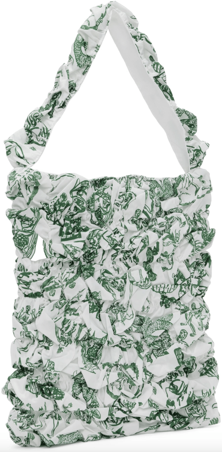 Charles Jeffrey LOVERBOY Charles Jeffrey Loverboy White & Green Shirred Tote Size ONE SIZE - 2 Thumbnail