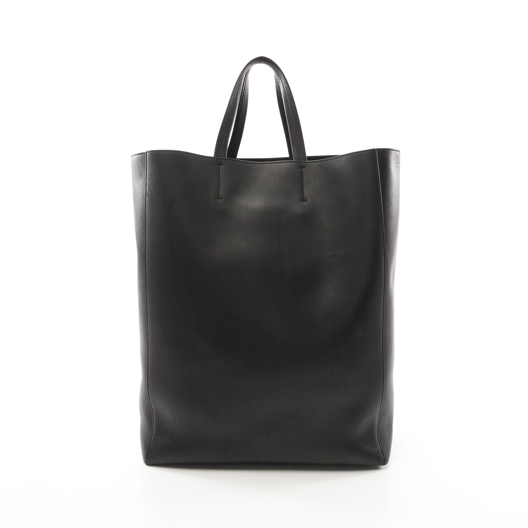 Celine Vertical Cabas Large Handbag Tote Bag Leather Black Phoebe Period