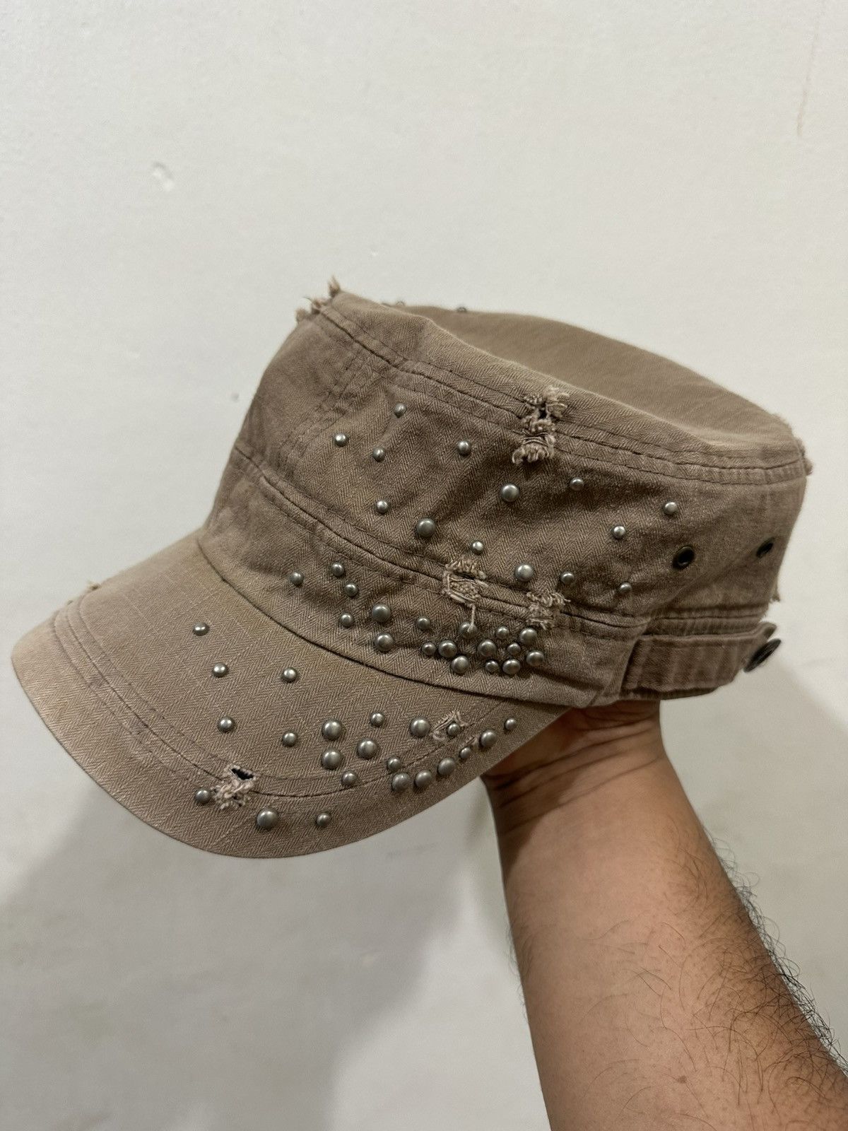 Japanese Brand 2000s Cadet Hat PUNK Distress Style Size ONE SIZE - 1 Thumbnail