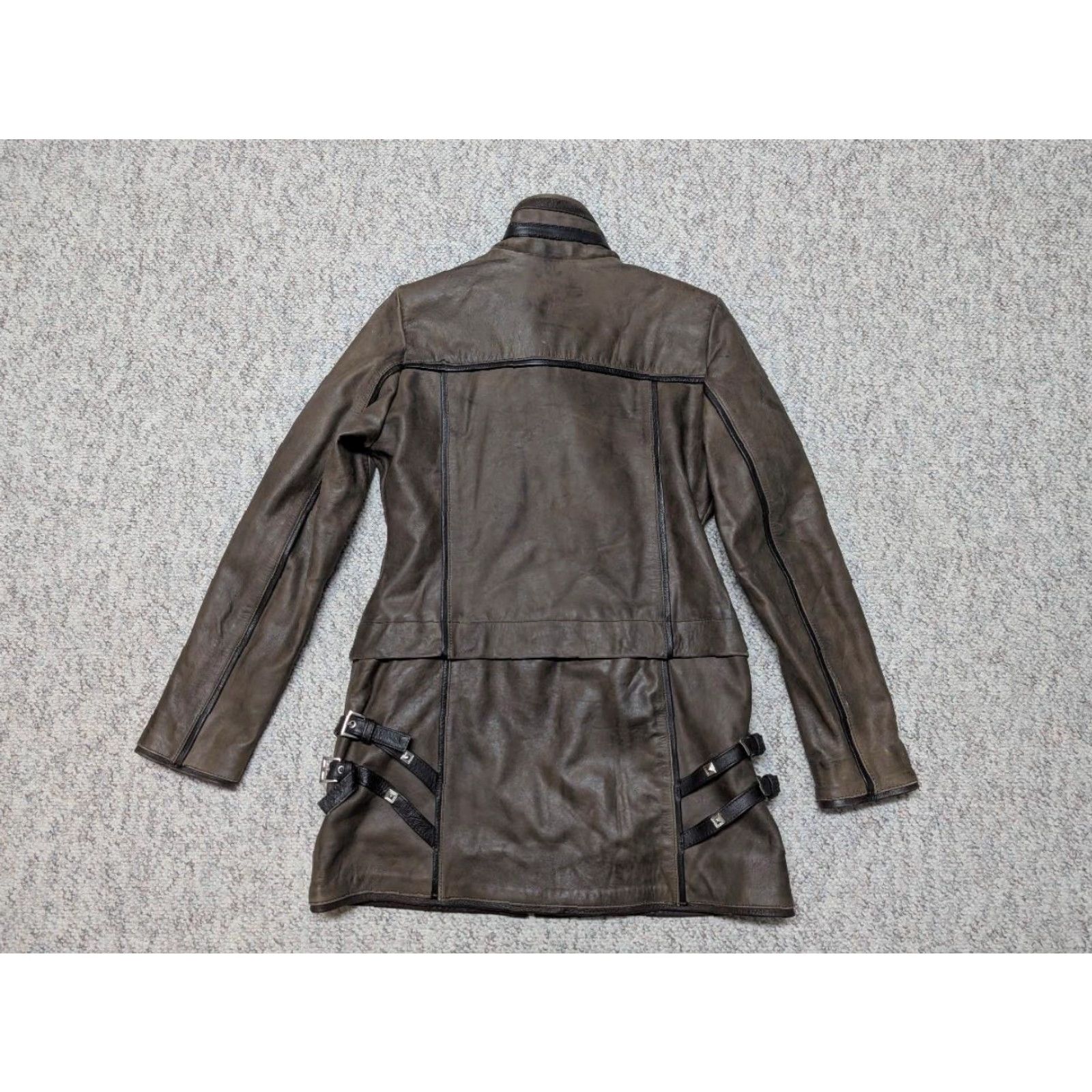 Vintage VINTAGE leather jacket 1990s STEAMPUNK Mad Max S brown Real Leather Women Long Coat Bomber Pattern 90s Goth Steampunk Amelia Earhart Flyers Mens Women Size 28" / US 6 / IT 42 - 2 Thumbnail